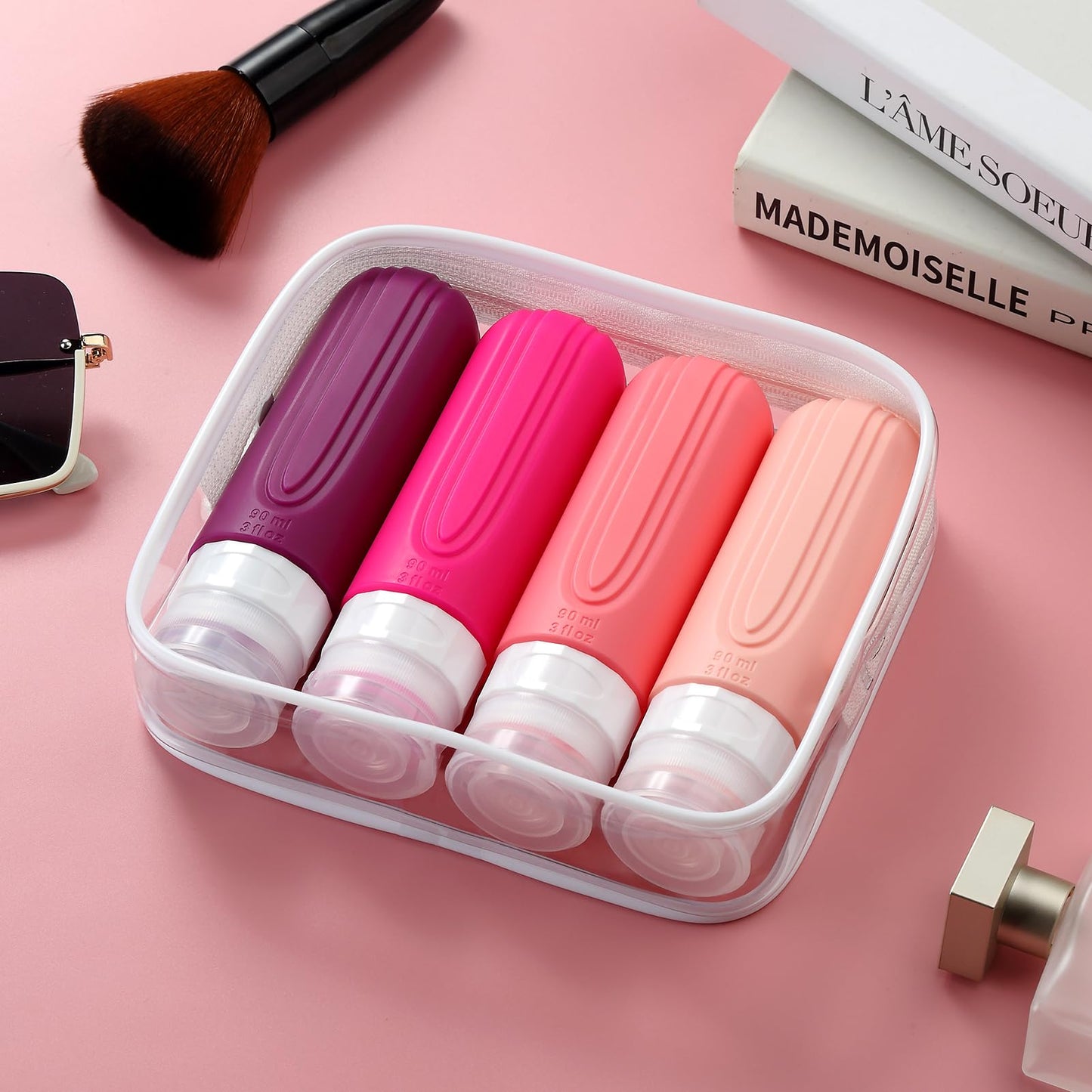 Mrsdry Travel Bottles for Toiletries, Tsa Approved 3oz Travel Size Containers BPA Free Leak Proof