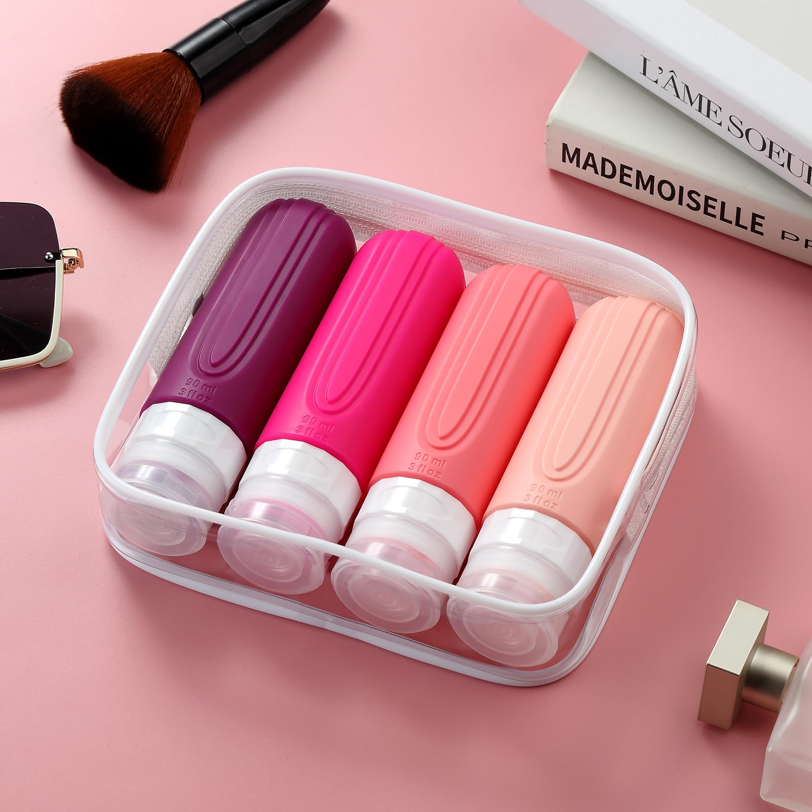 Mrsdry Travel Bottles for Toiletries, Tsa Approved 3oz Travel Size Containers BPA Free Leak Proof