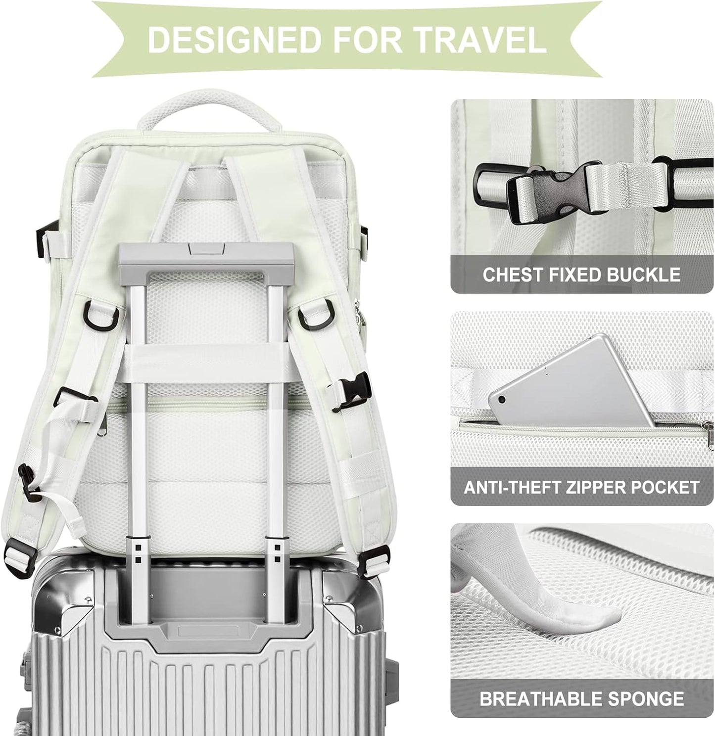 WONHOX Large Travel Backpack Carry on Flight Approved Laptop Work Business Backpack for Women Men Mochila de Viaje