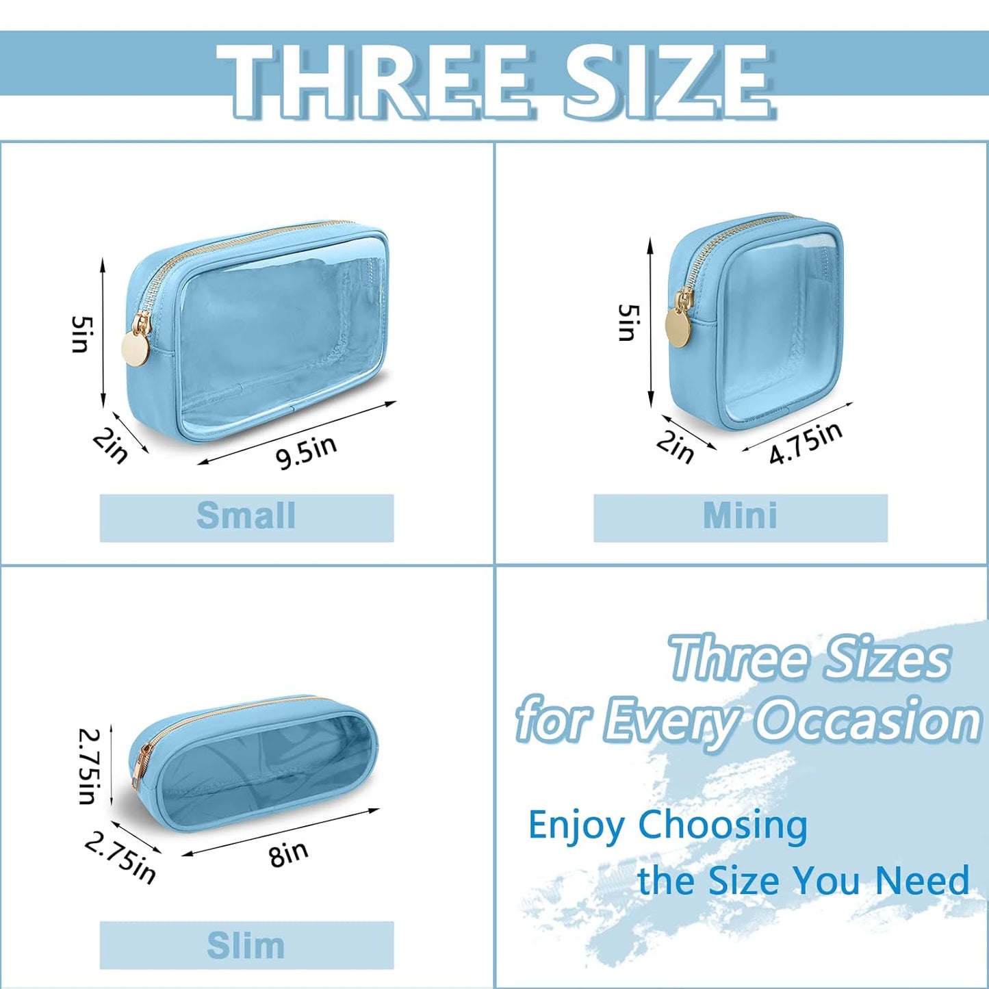 Clear Small Pencil Pouch Makeup Bag for Purse,Nylon&PVC Pencil Case Waterproof Makeup Brush Holder