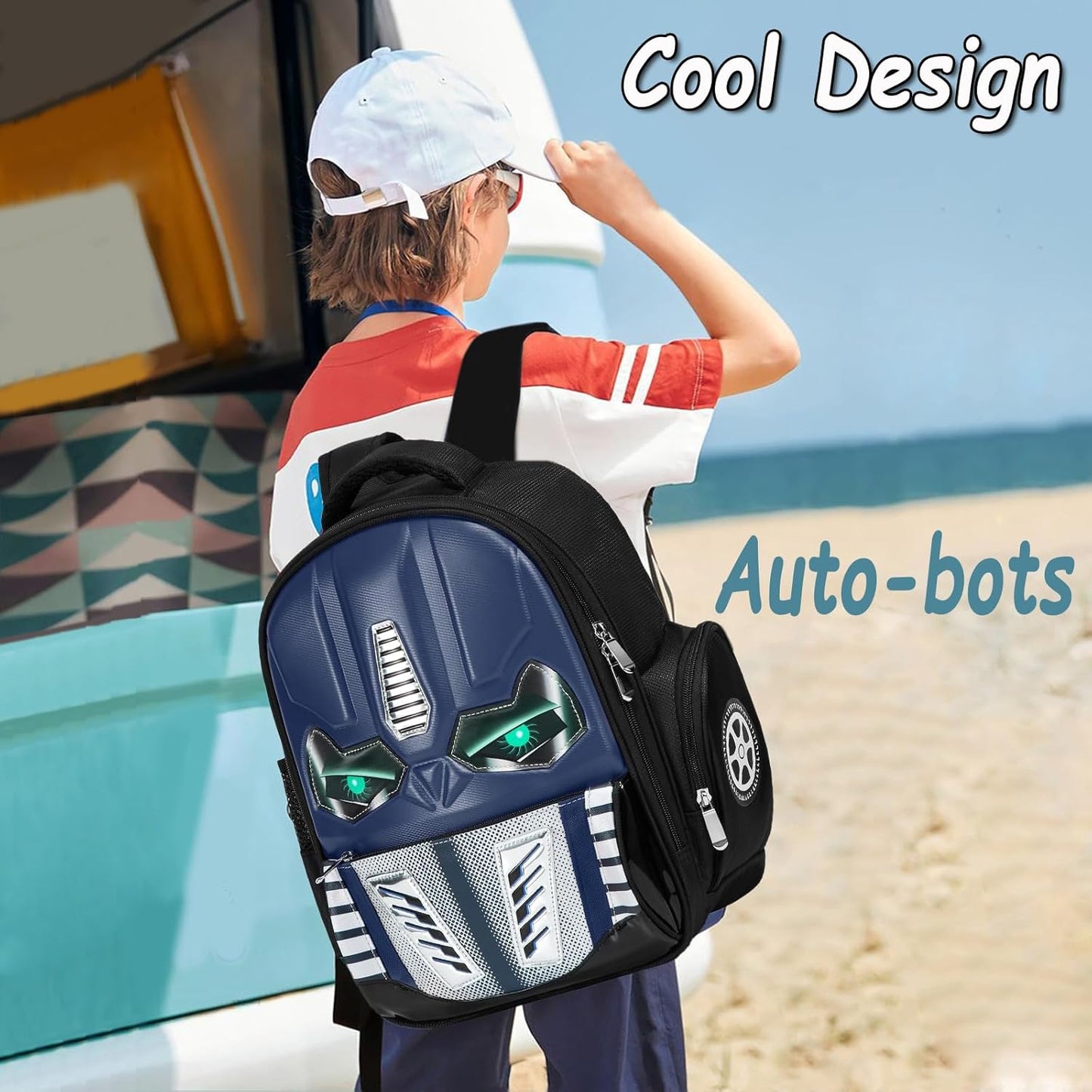 Kids Backpack for School, Boys Backpack with Lunch Bag and Pencil Case, Robot Backpack for Boys, Mochila Para Niños