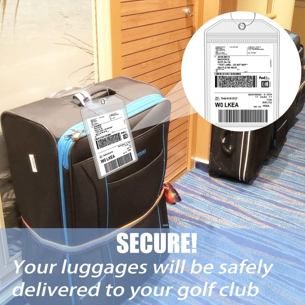 Extra Large Golf Luggage Tag 9" x 6 ", Shipping Label Holder for Golf Bag- Plastic Waterproof