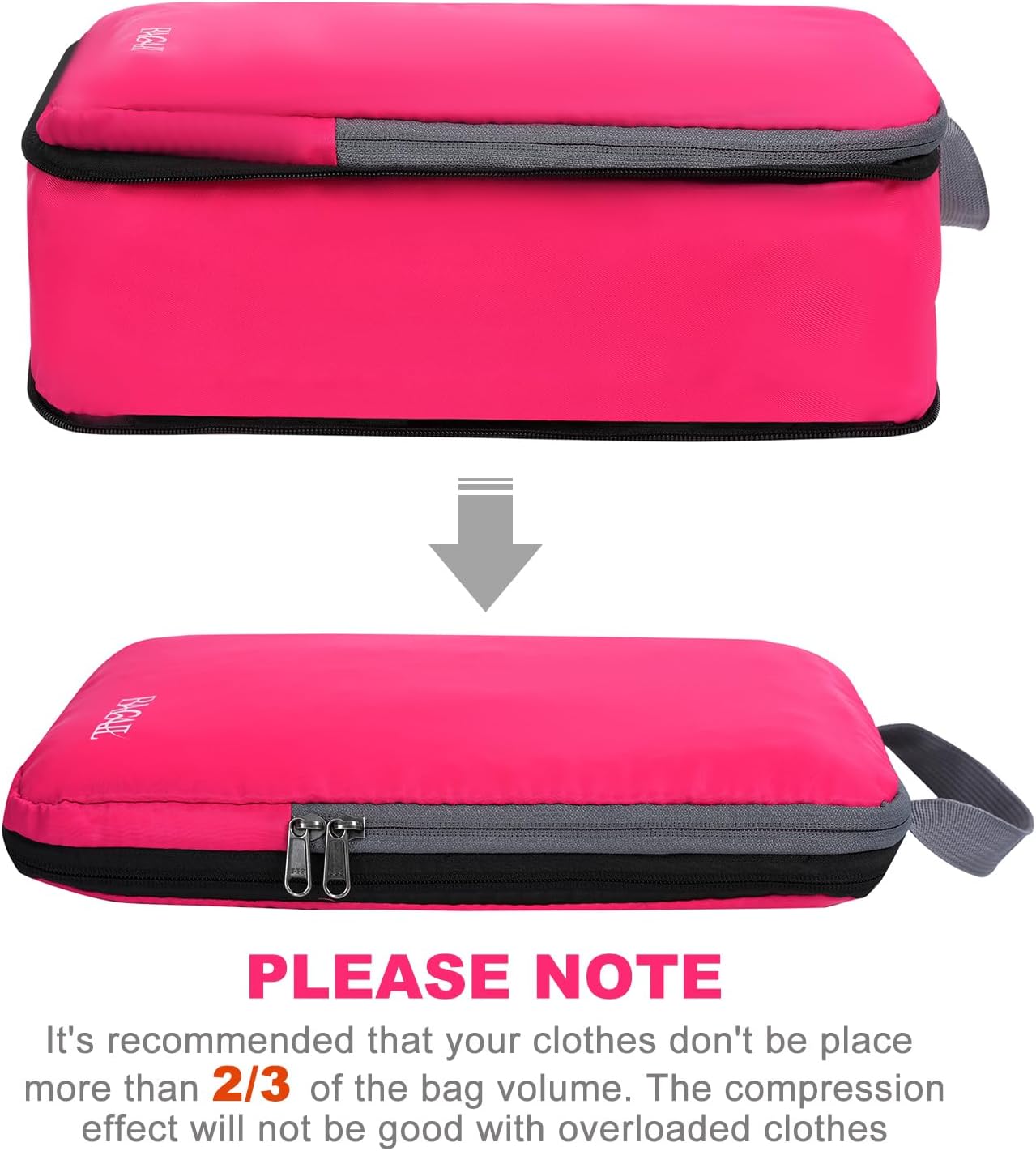 BAGAIL 4 Set/6 Set/8 Set Compression Packing Cubes Travel Accessories Expandable Packing Organizers (Cloth Pattern, 4-Fuchsia)