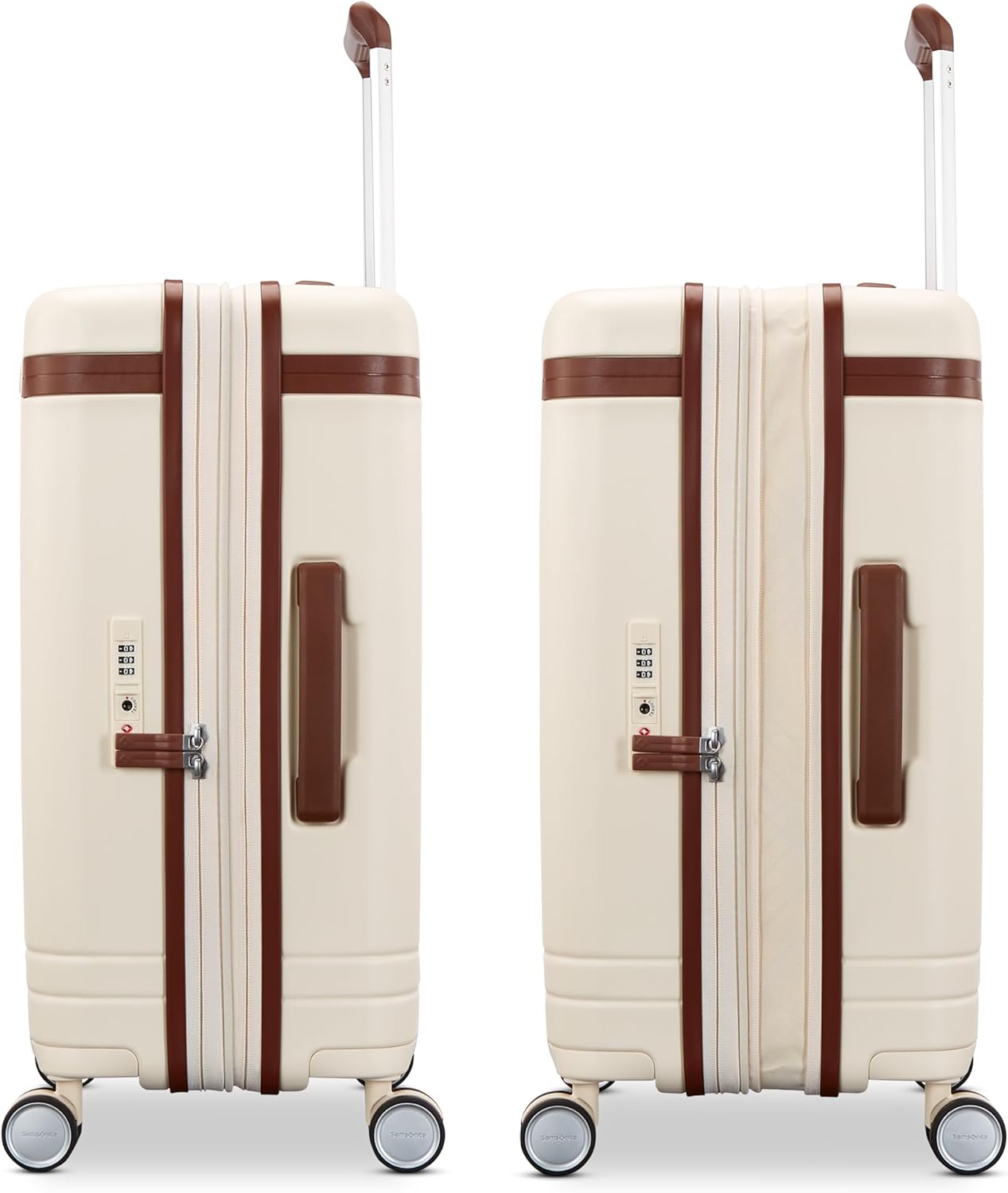 Virtuosa Hardside 21 Inch Carry On Luggage - Airline Approved with 360° Spinner Wheels, RightHeight™ Adjustable Handle - Zippered WetPak™ - TSA Lock - Expandable Light Polycarbonate Shell - Off White