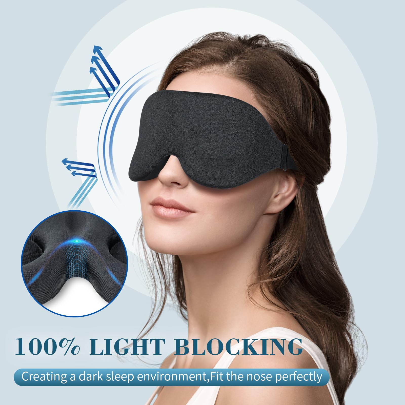ZGGCD Sleep Mask for Side Sleeper, Light Blocking Eye Mask for Women Men