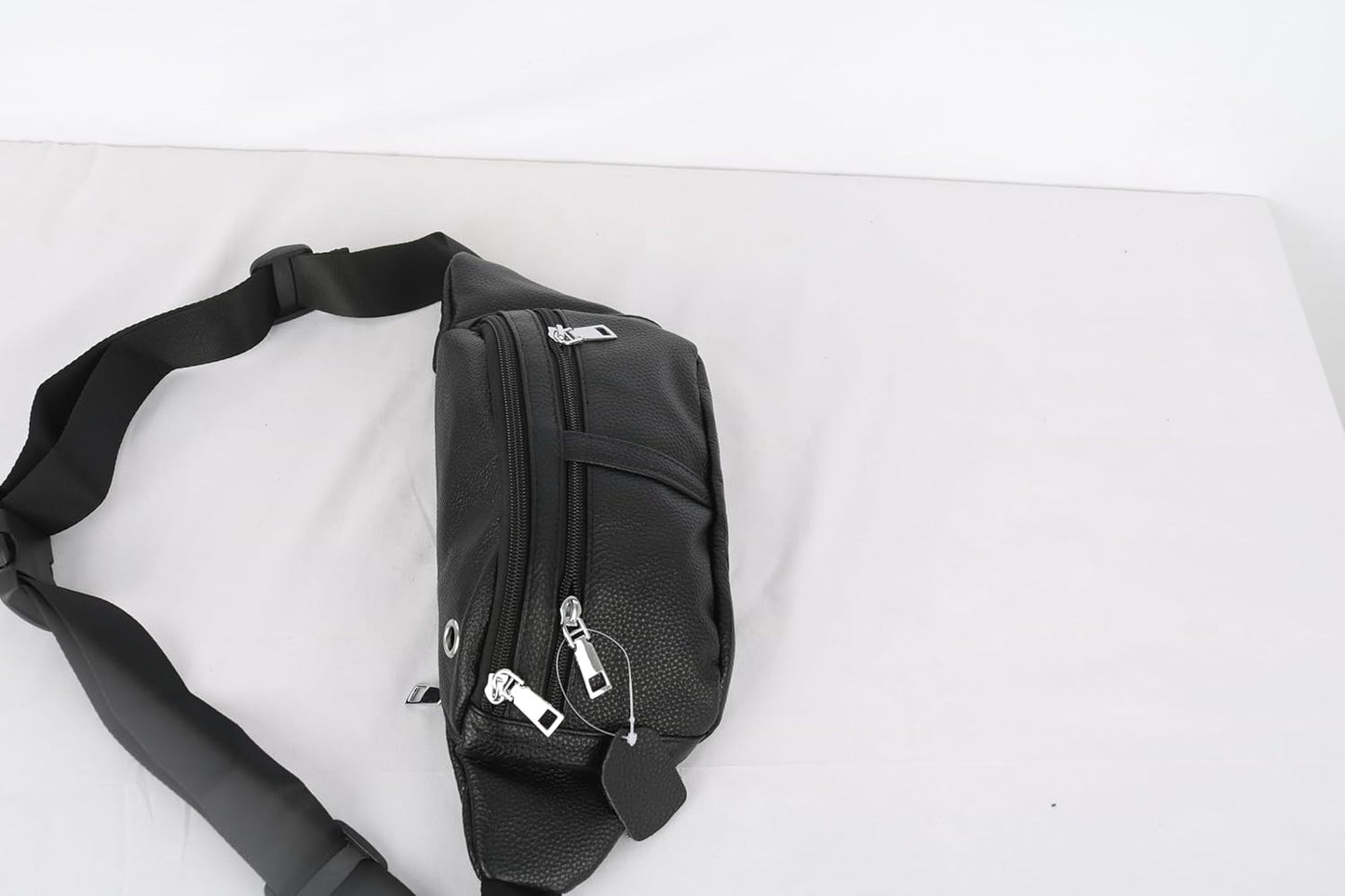 leather Fanny pack, Outdoor travel waist Pack Cowhide Leather Large Size 6 Pockets waist bag.Suitable for outdoor mountaineering, travel, camping, cycling, running, etc.（black-C）