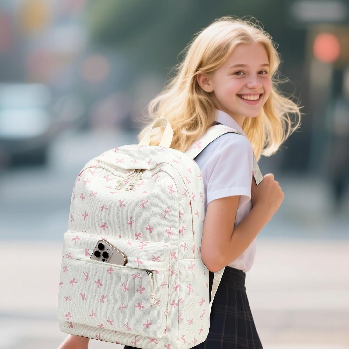 School Backpack for Teen Girls Bookbags Elementary High School Corduroy Laptop Bags Women Travel