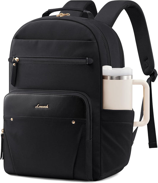 LOVEVOOK Laptop Backpack for Women, 15.6" Work Backpack Purse, Travel Personal Item Bag, Carry On Business Computer Bag, Casual Daypack for Office, School, or Gift, Black