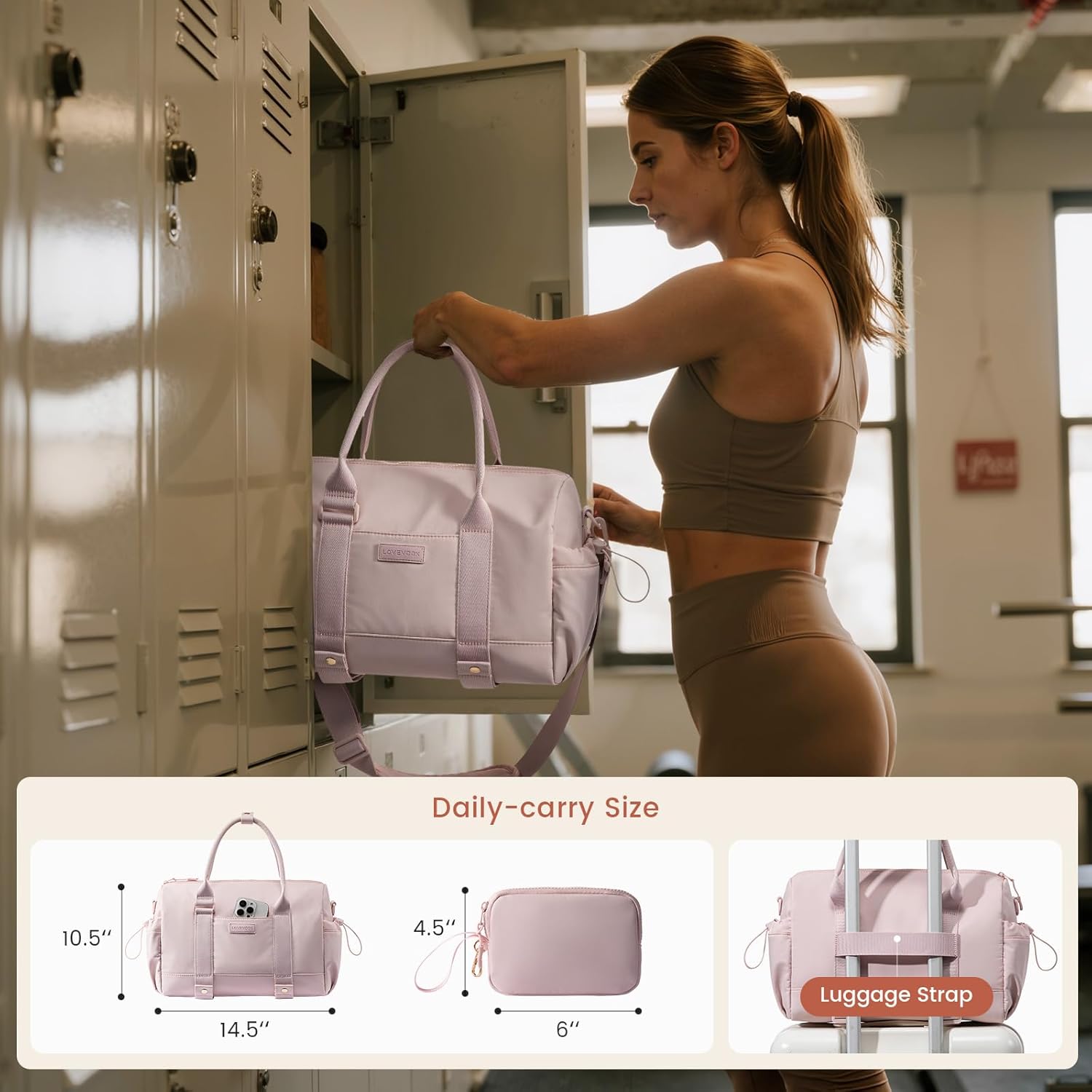 LOVEVOOK Small Gym Bag for Women with Yoga mat Holder, Mini Duffle Bag for Travel with Wet Pocket