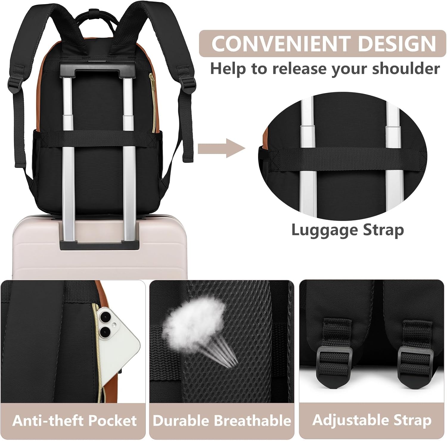 Laptop Backpack for Women Work Bag - 15.6 inch Travel Backpack with USB Charger College Bookbag