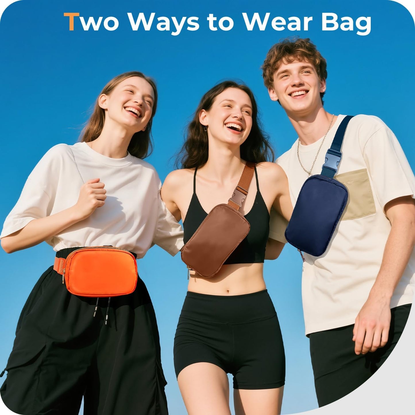 Belt Bag Zipper Fanny Pack Crossbody Bags for Women,Fashion Nylon Waist Packs, Water Repellent Two Way wear with Adjustable Strap Gifts for Teenage Girls Women Men(Royal blue)