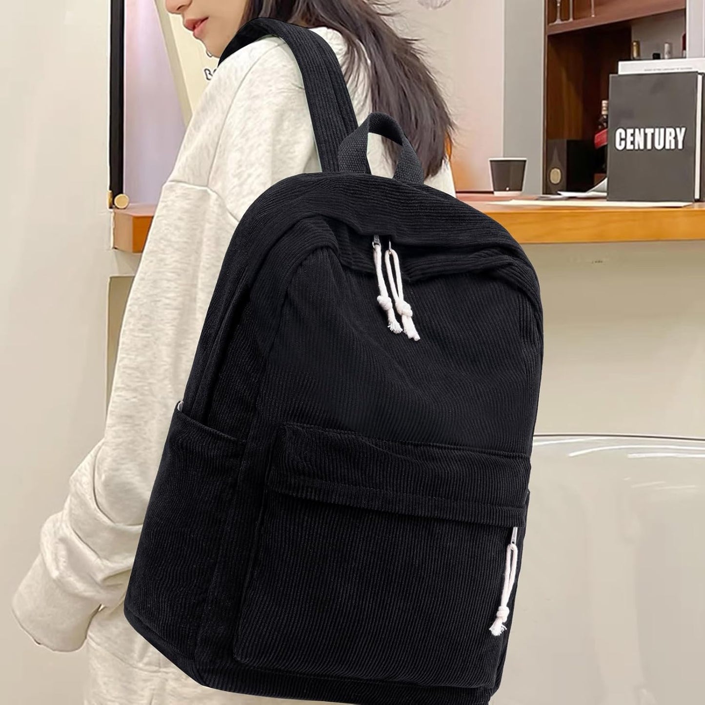 School Backpack for Teen Girls Bookbags Elementary High School Corduroy Laptop Bags Women Travel Daypacks