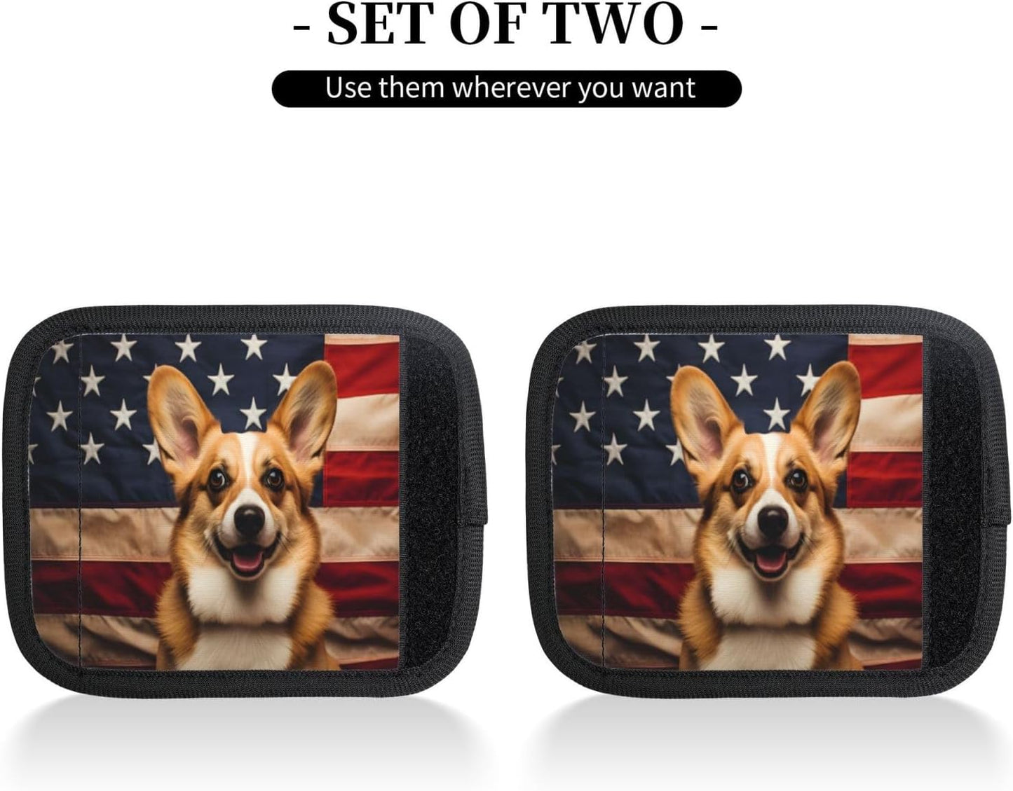 Luggage Handle Wraps Animal Corgi Usa Flag Luggage Identifiers Soft Neoprene Luggage Handle Wraps For Suitcase Trolley Handle Grip Cover 2 Pack Luggage Tags