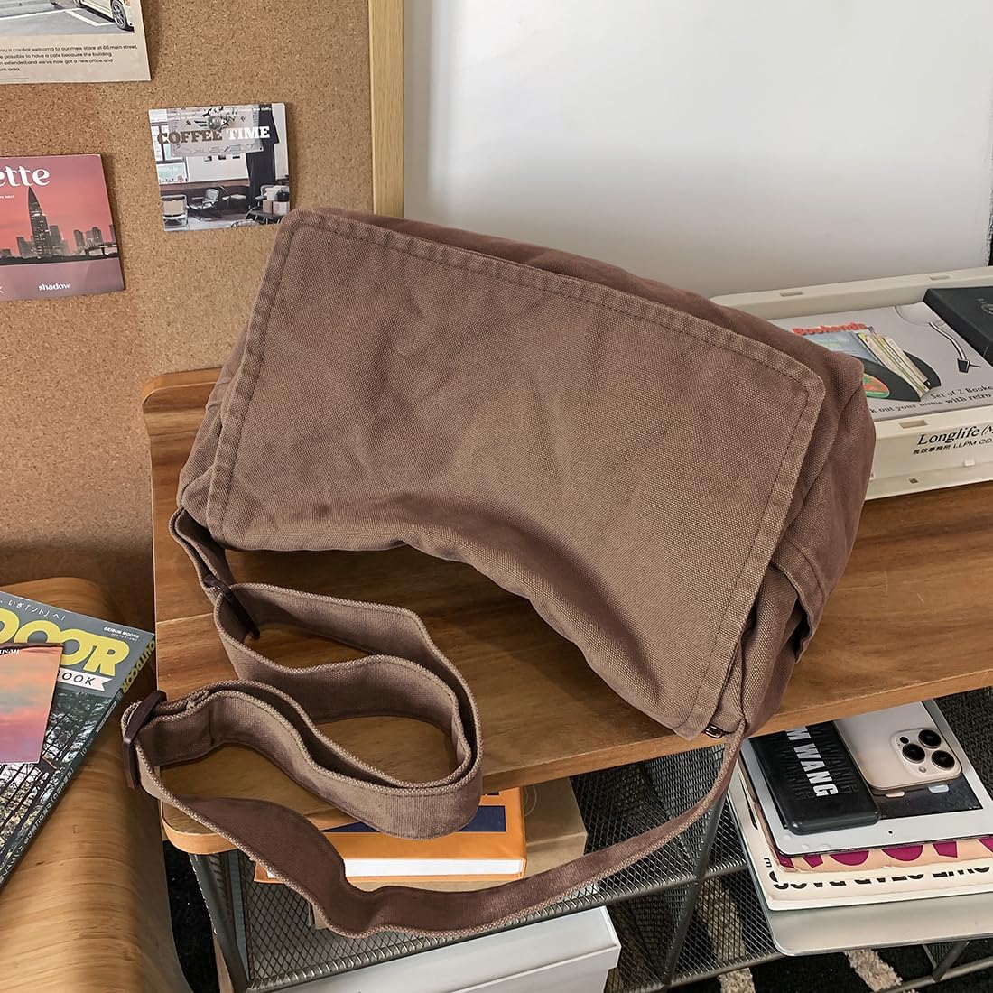 Collsants Messenger Bag for Women Men Satchel Bag Canvas Crossbody Shoulder Bag Casual Sling Bag