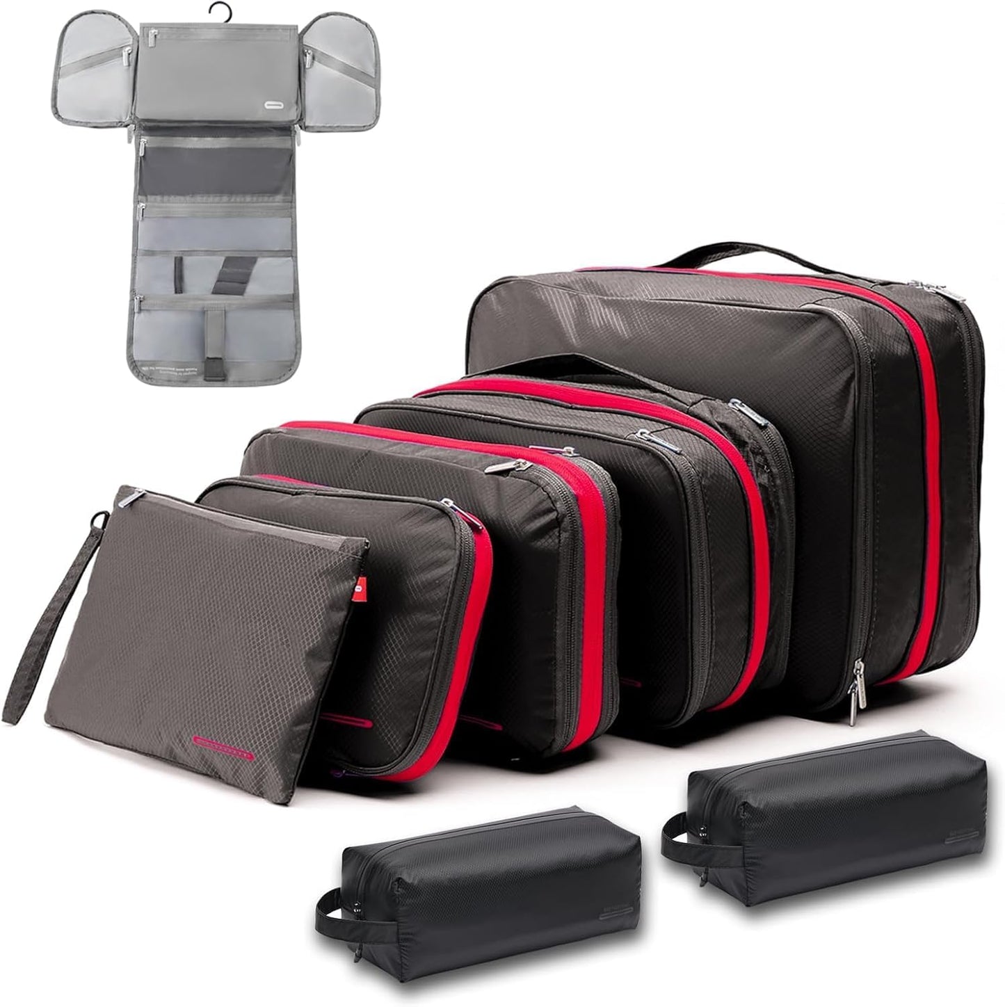 Bee Nesting BeeNesting Waterproof Compression Packing Cubes 5/6/8 sets, Large Travel Packing organizers for Carry on Luggage, 2 Sides Expandable Storage Bags