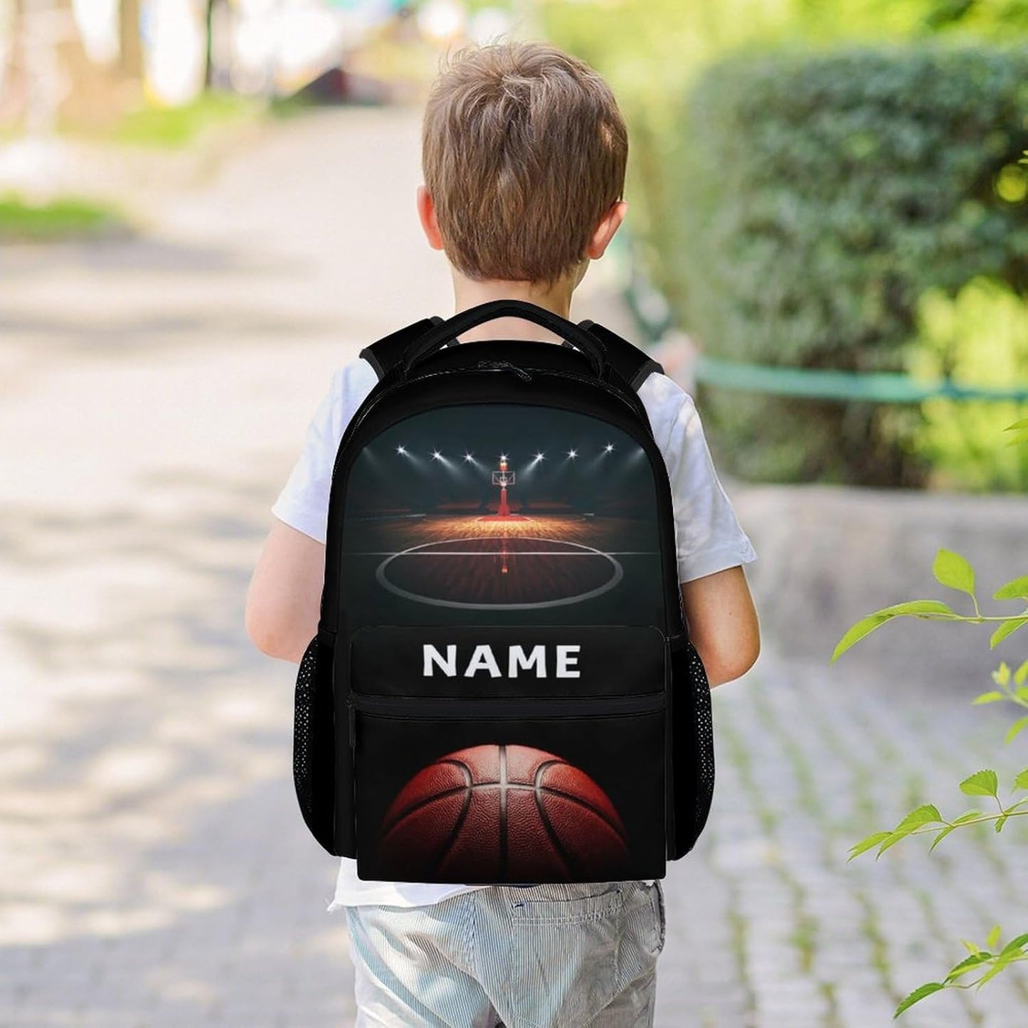 Mercuryelf Personalized Basketball Backpack for Boys Girls, 16 Inch Black Backpacks for School