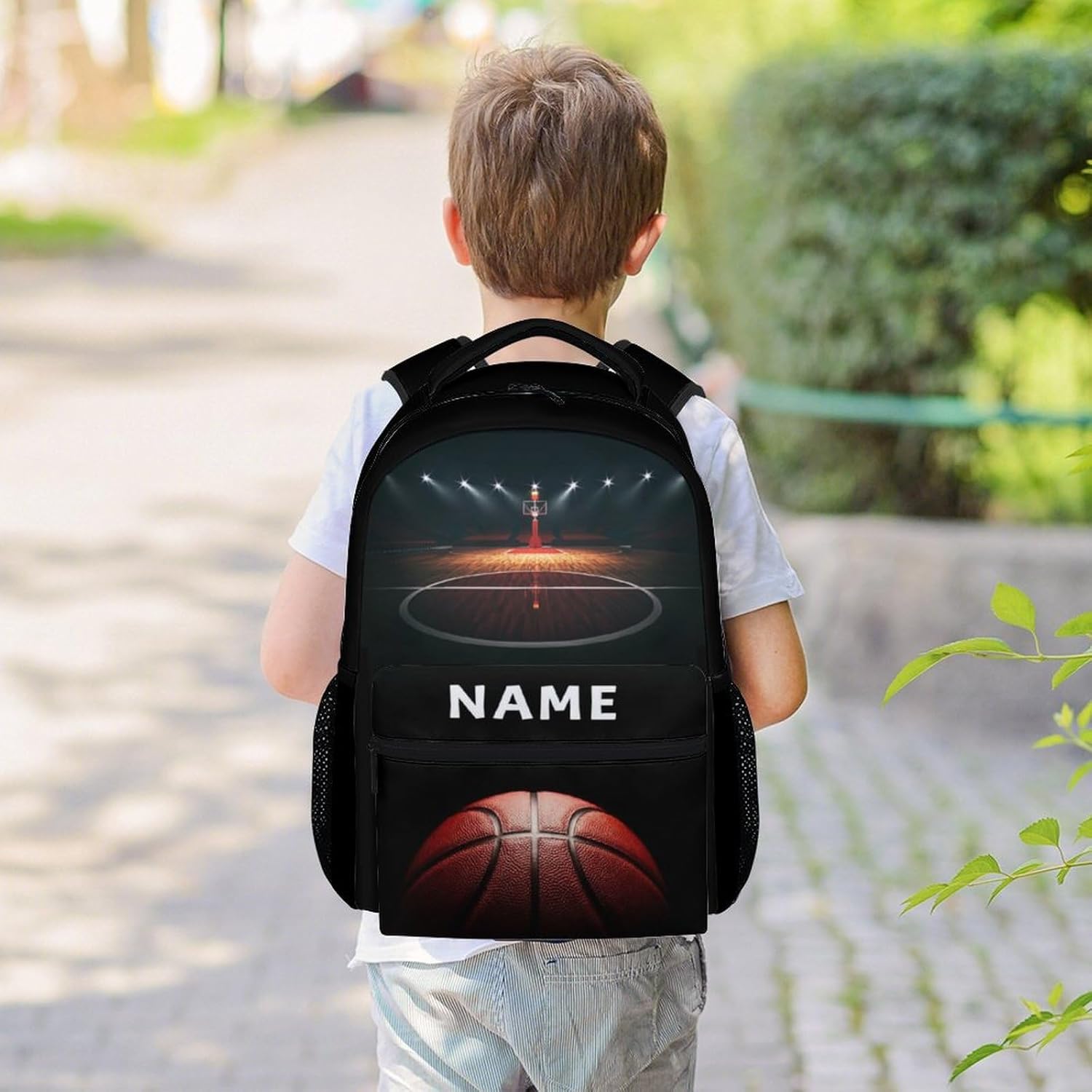 Mercuryelf Personalized Basketball Backpack for Boys Girls, 16 Inch Black Backpacks for School
