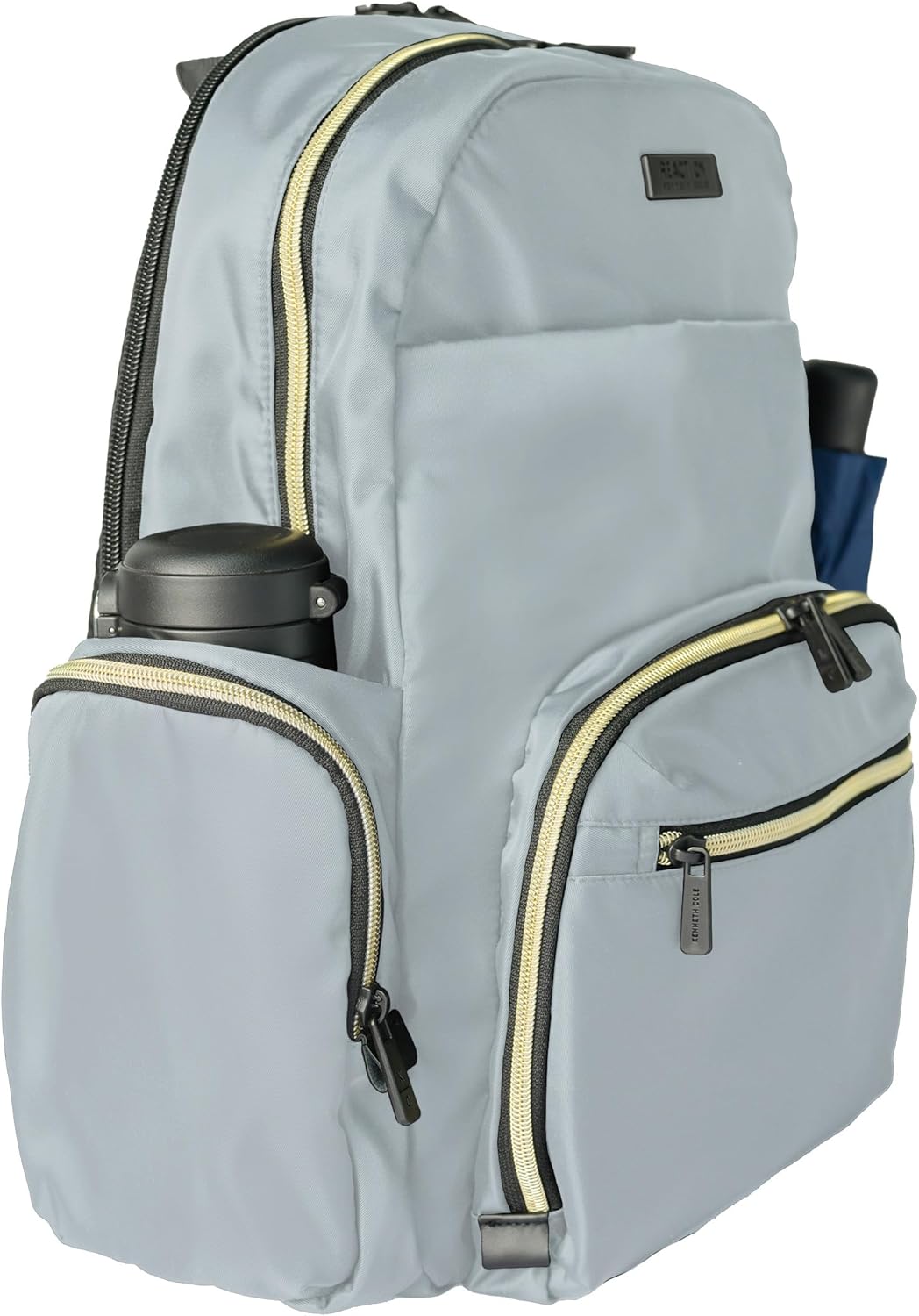 Kenneth Cole REACTION Madison Square Lightweight Hardside Chevron Expandable Spinner Luggage, Slate, 2-Piece (20" Carry On + Sophie Backpack)