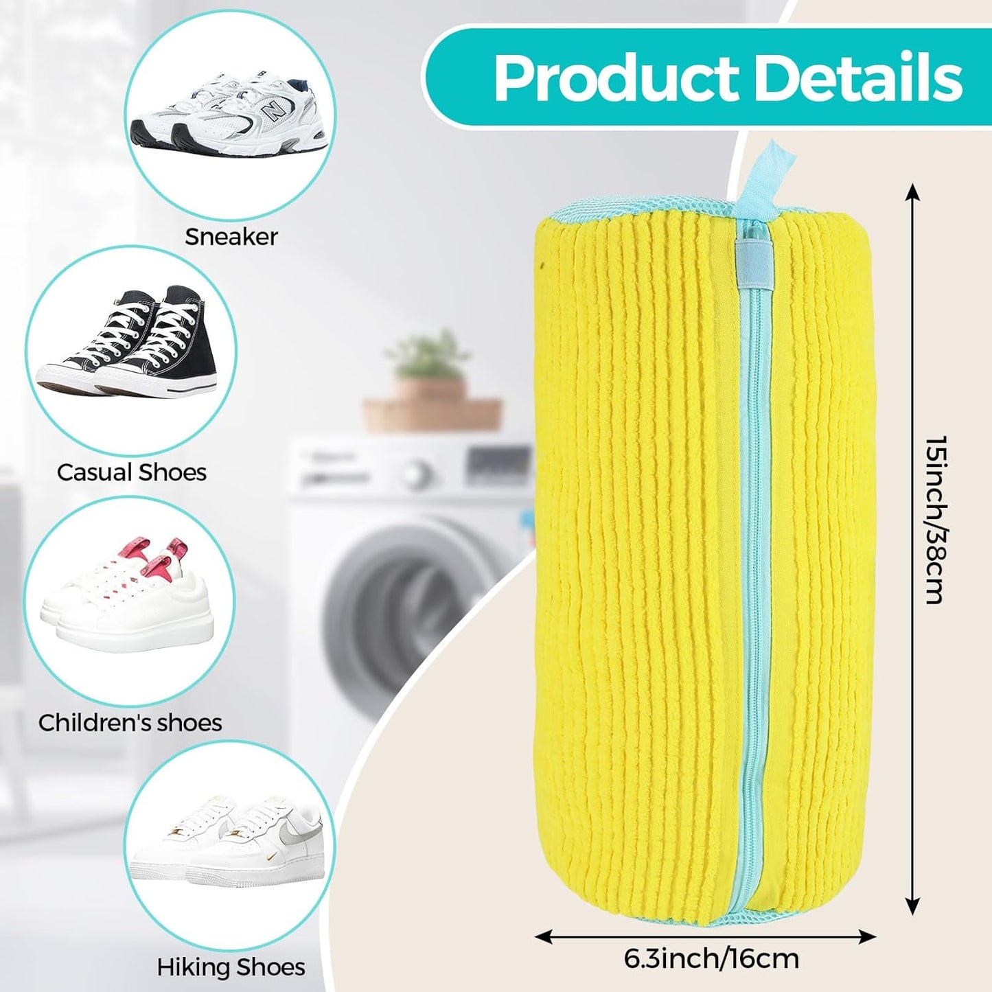 Shoe Washing Machine Bag,Shoe Cleaning Bag for All Shoe Types,Laundry Shoe Bag for Washer and Dryer Laundry Bags-Reusable Shoe Cleaning Bag for Sneaker Tennis Shoes Unstain Cleaner Kit(Yellow 2PCS)