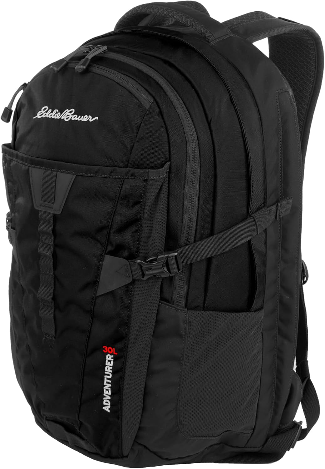 Eddie Bauer Adventurer Backpack with Organization Compartments and Hydration/Laptop Compatible Sleeve, Adventurer - Black, 30L