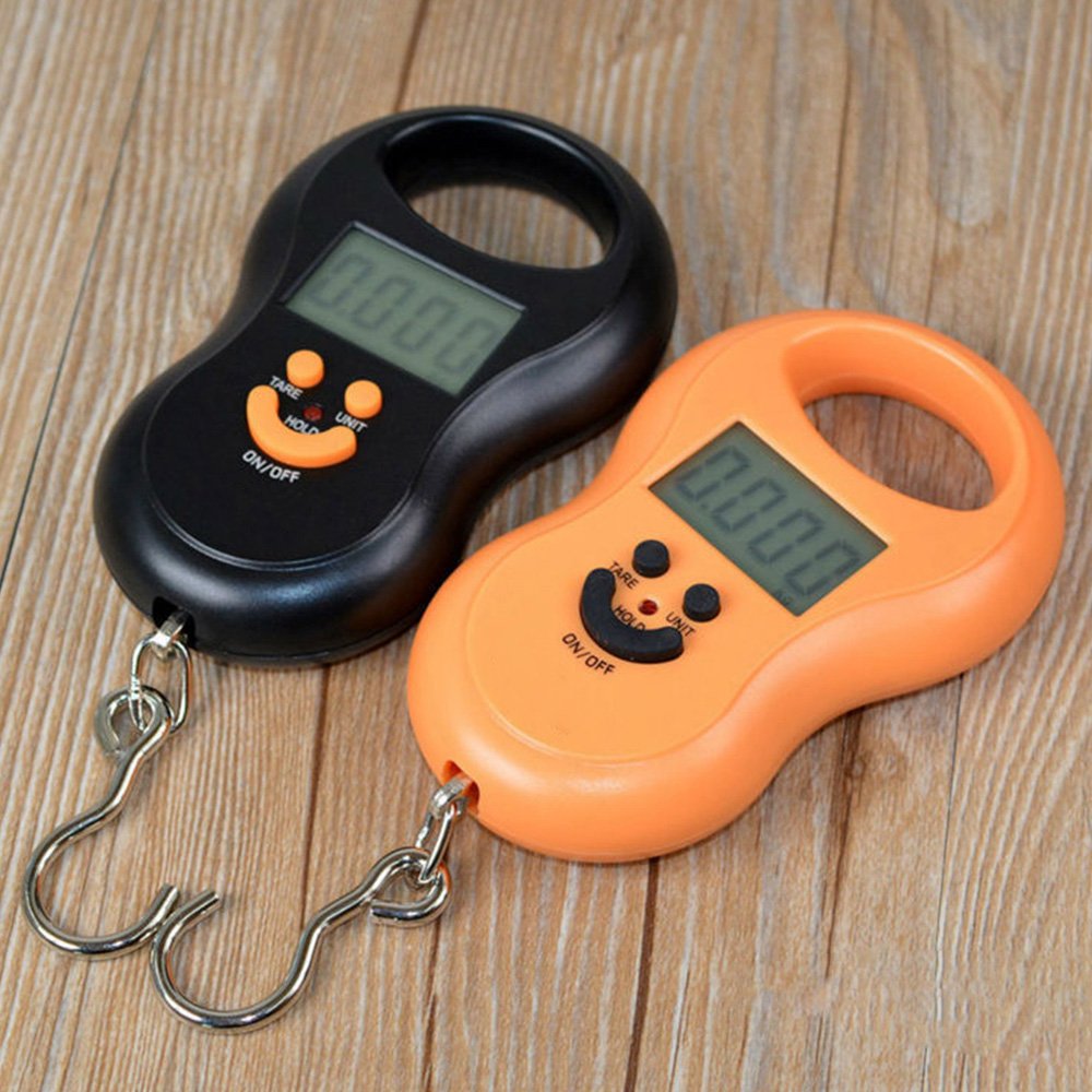 Pocket Portable 50kg/10g LCD Digital Scale Electronic Hand Held Hook Belt Luggage Hanging Scale Backlight Balance Weigting Random Color