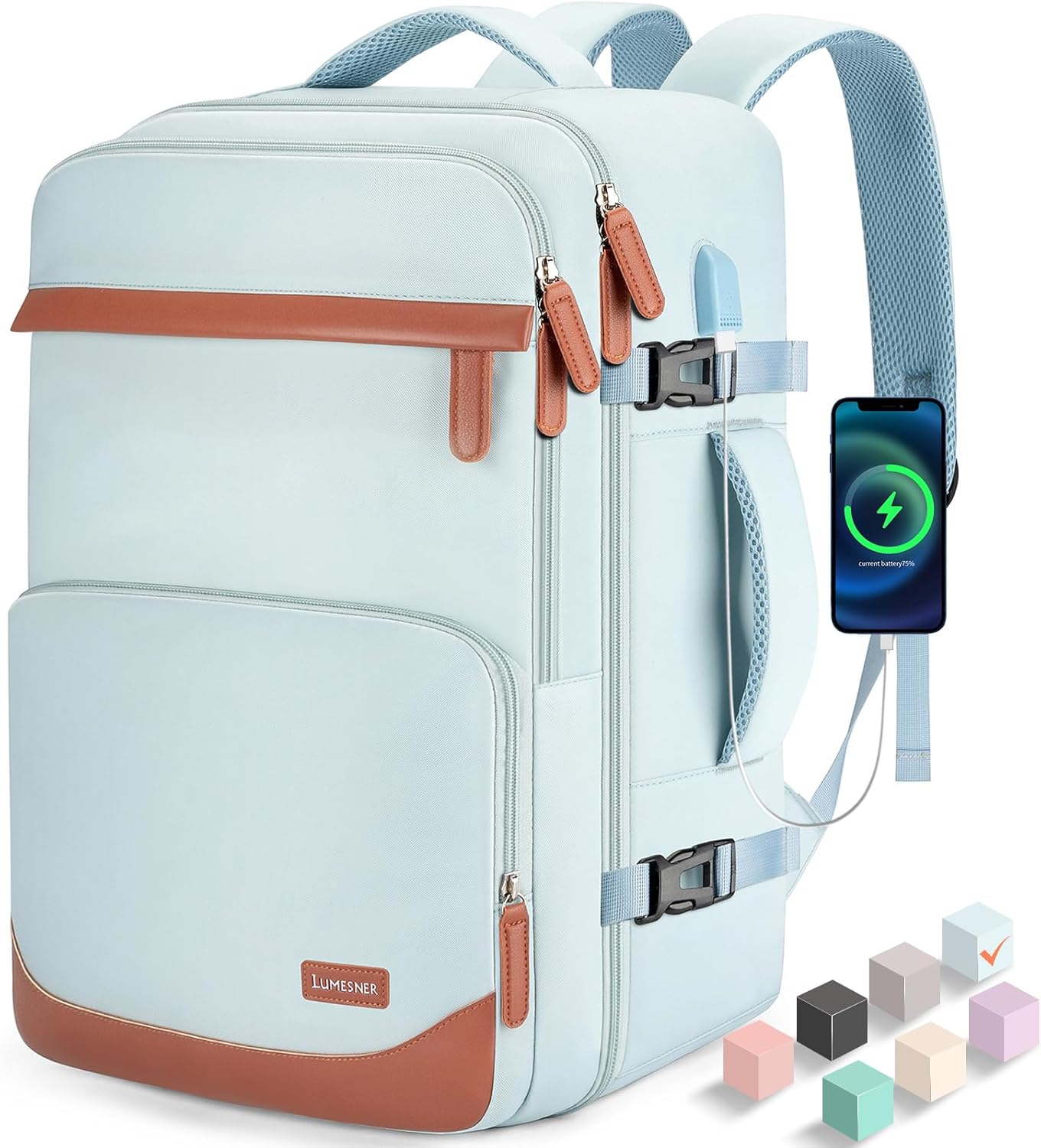 40L Travel Backpack with USB Charging Port, Water-Resistant Carry On Backpack for Men Women