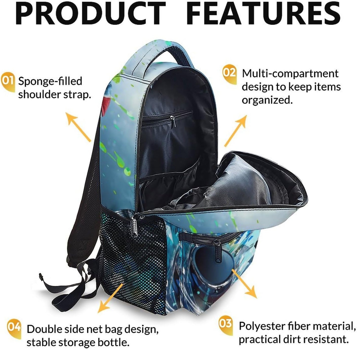 Hockey School Backpacks for Boys, Hockey Bookbag for Students Teens 10-12, 17 Inch Lightweight with Pockets Daypack Bookbag for Primary Travel Camping, Back to School Essentials