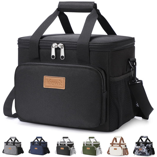 Lifewit Medium Lunch Bag, Insulated Lunch Box, Soft Cooler Cooling Tote for Adult Men Women, Black