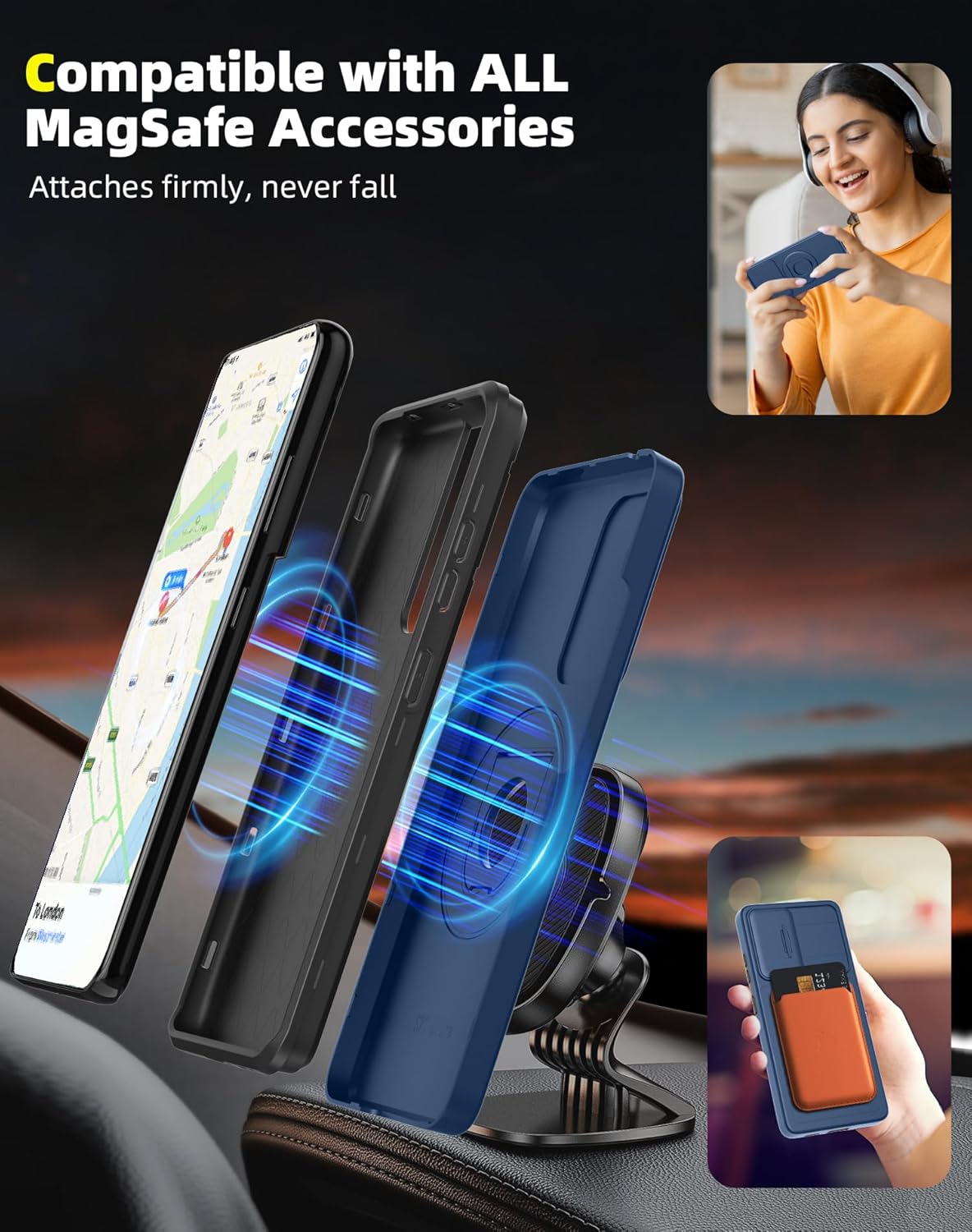 for Samsung Galaxy A35 Case with 2 Screen Protectors,Built-in Slide Camera Cover,with 360°Kickstand Ring for A35 Case Shockproof Anti-Scratch Military-Grade Drop Heavy Duty Protection Blue