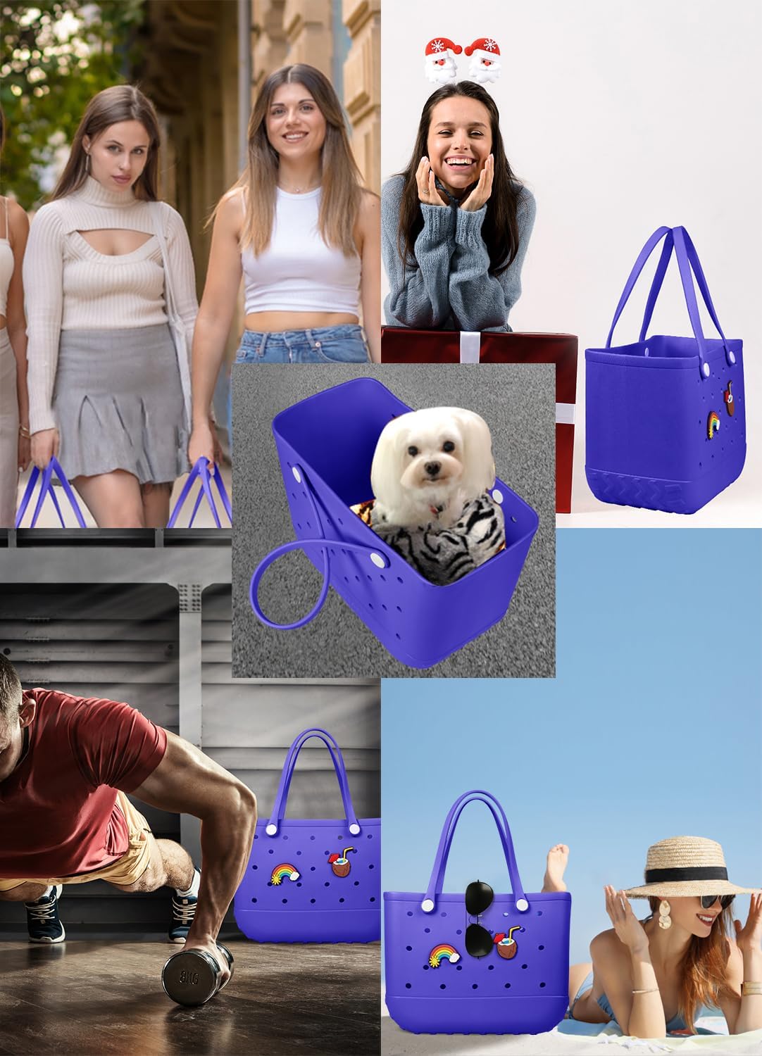 Beach Bag Rubber Tote Bag - Waterproof Travel Bag for Women Washable Tote Bag Handbag for Sports Beach Market Pool