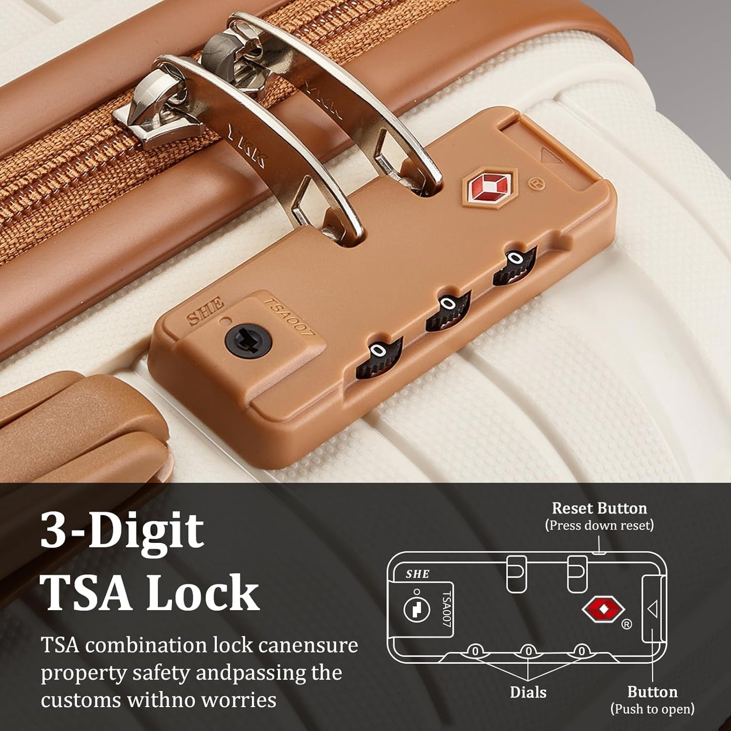 Joyway Luggage Sets 2 Piece PP Hardshell Carry on Suitcase and Checked Luggage, Travel Lightweight Suitcase Set with Double Spinner Wheels and TSA Lock, Beige Brown, 20+28 inch