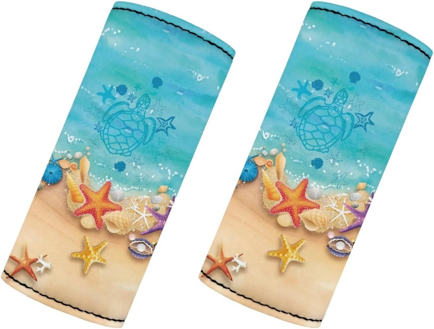 Beach Luggage Handle Wrap Set,2 Pcs Travel Accessories Set Luggage Identifiers for Suitcases Starfish Handle Cover and Travel Suitcase Trolley Case