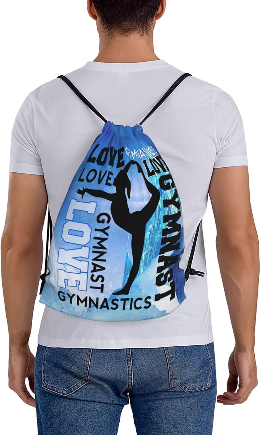 Gymnastics Drawstring Backpack Light Gym String Bag Pink Water Resistant Sackpack Sport Yoga