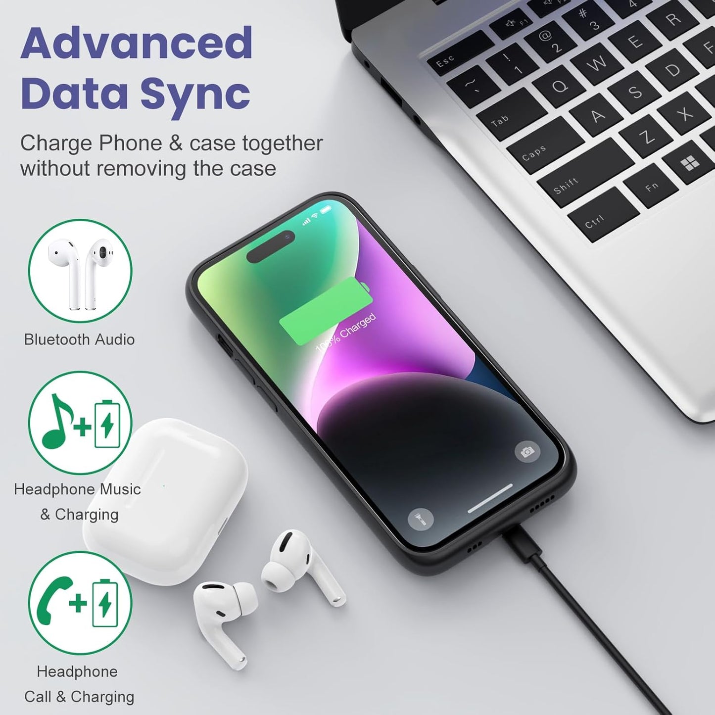 Battery Case for iPhone 14 Pro Max/14 Plus/13 Pro Max, [2024 Upgraded] Ultra-Slim 8600mAh Portable Extended Charger Case Cover for iPhone 14 Pro Max, 14Plus, 13Pro Max Charging Case (6.7inch)