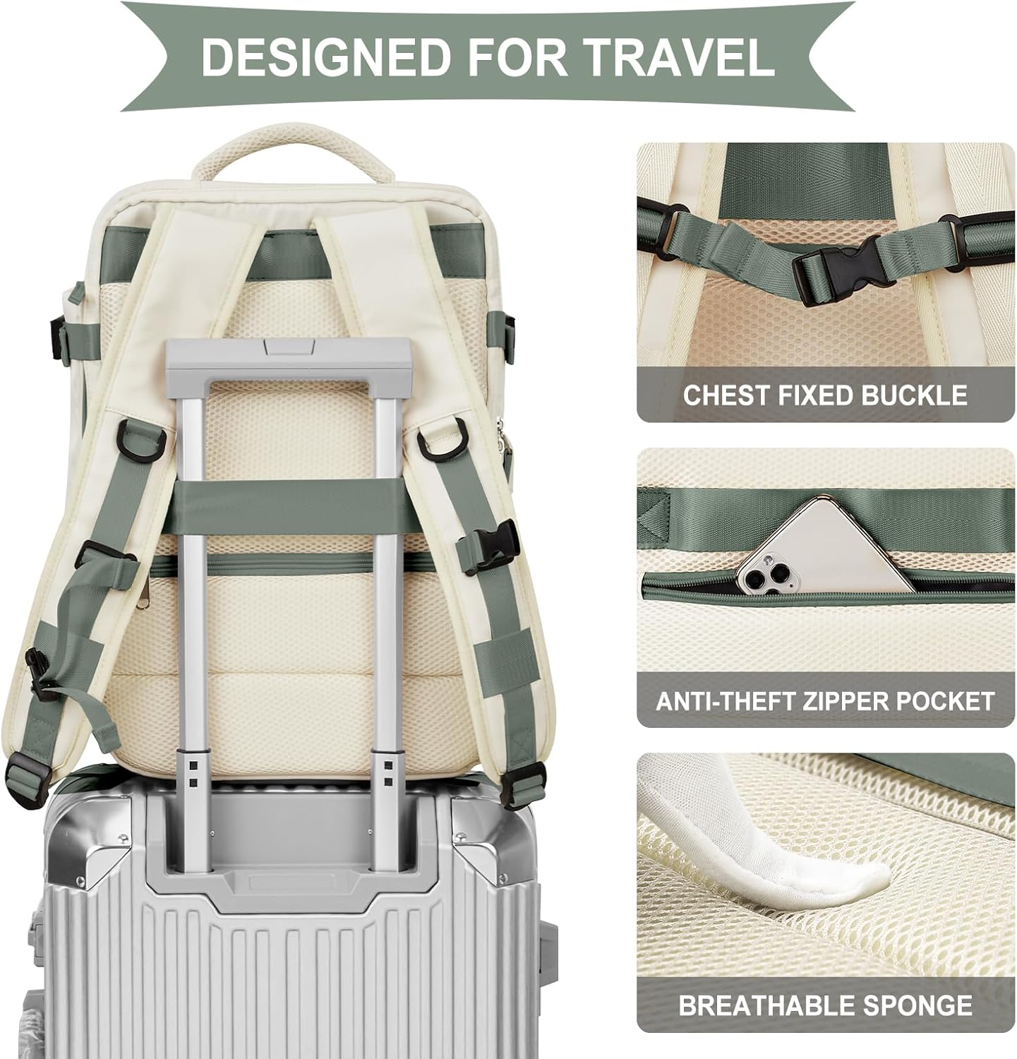 WONHOX Large Travel Backpack Carry on Flight Approved Laptop Work Business Backpack for Women Men Mochila de Viaje