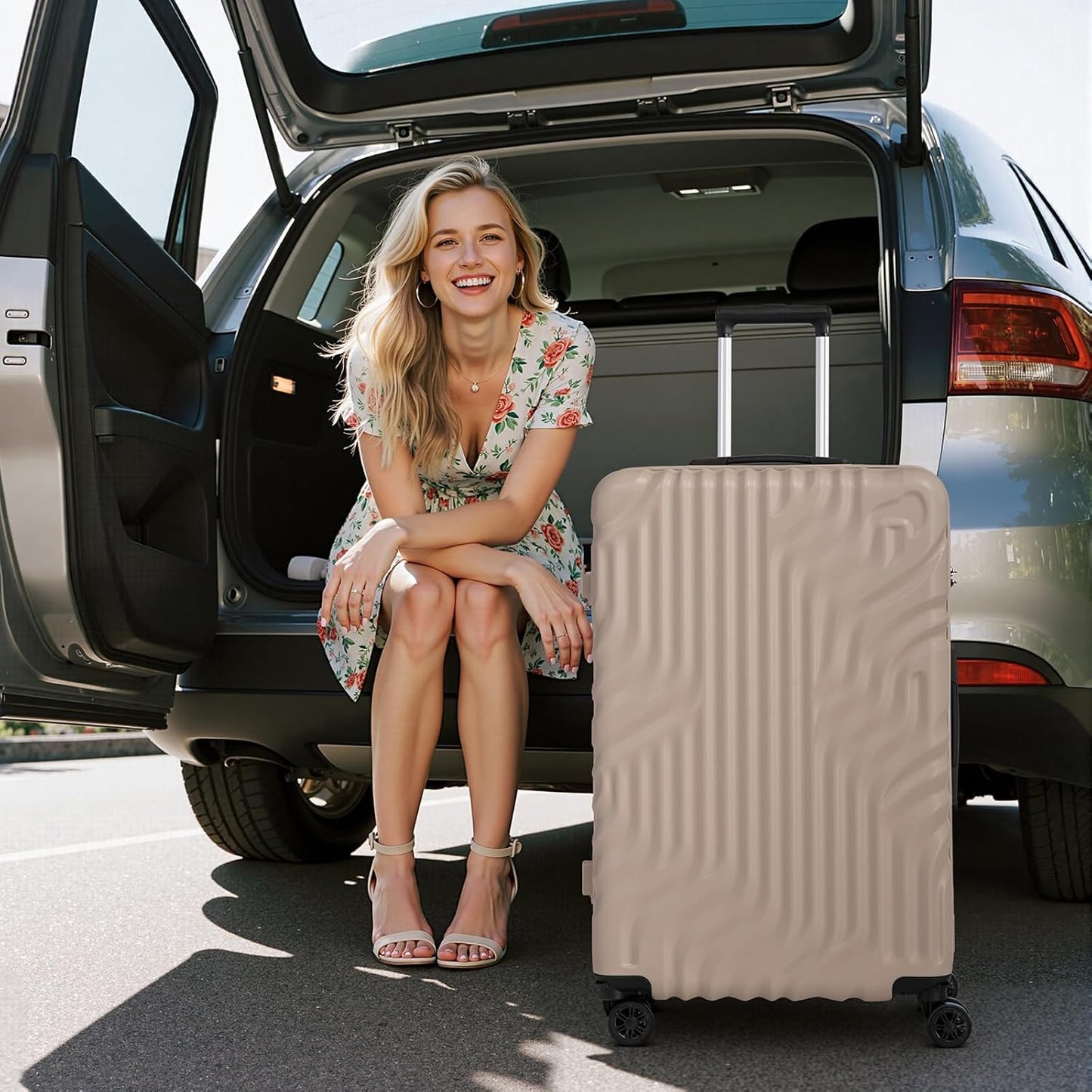 Luggage Sets Suitcase Sets 5 Piece Luggage Sets Suitcase with ABS Hard Shell Lightweight TSA Lock