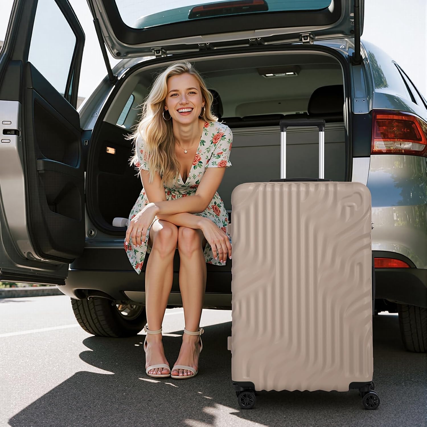 Luggage Sets Suitcase Sets 5 Piece Luggage Sets Suitcase with ABS Hard Shell Lightweight TSA Lock
