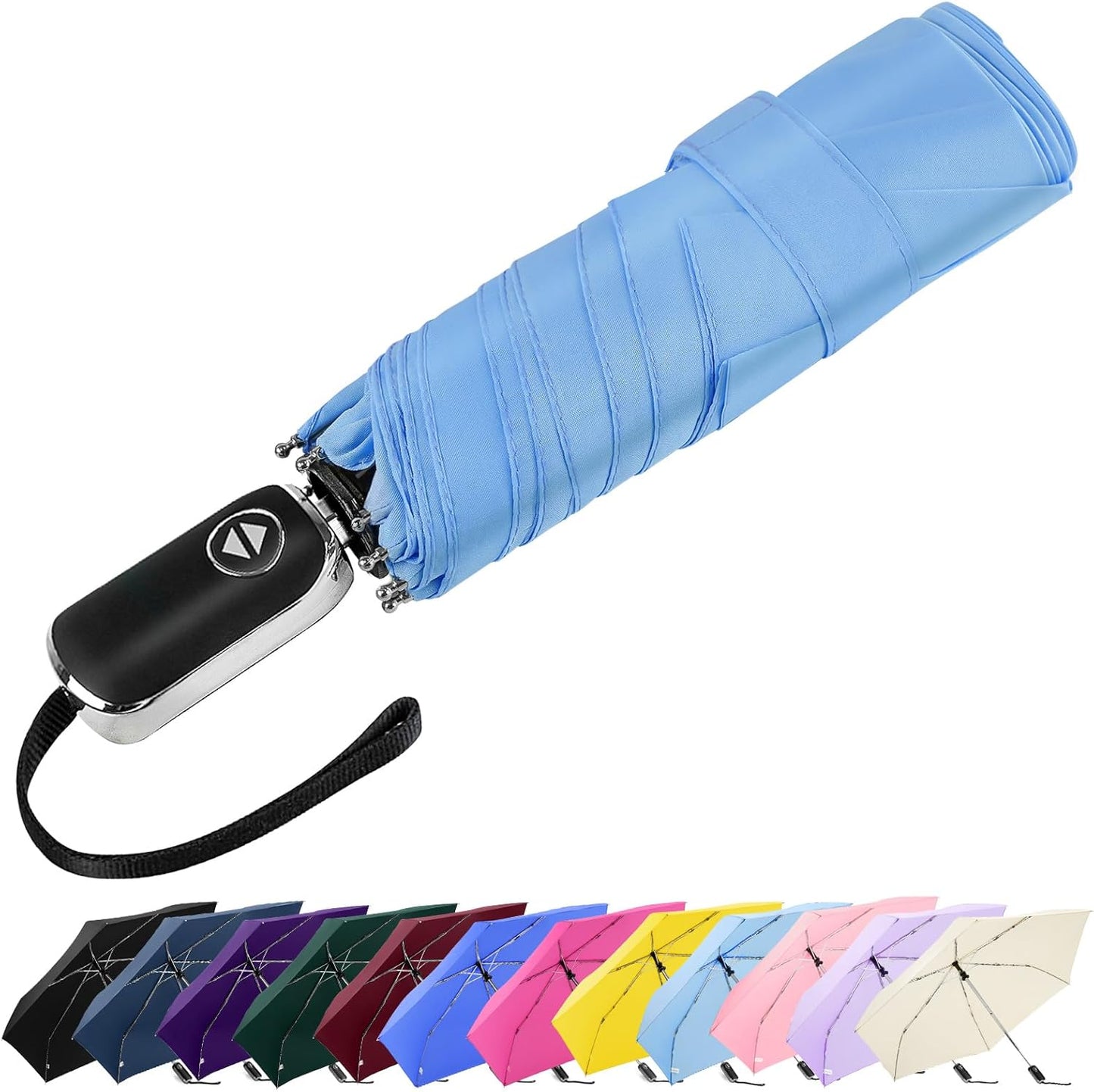 Lejorain Mini Umbrella for Travel Automatic - Folding Compact Flat Umbrella Lightweight Strong Portable Umbrellas for Rain Adults