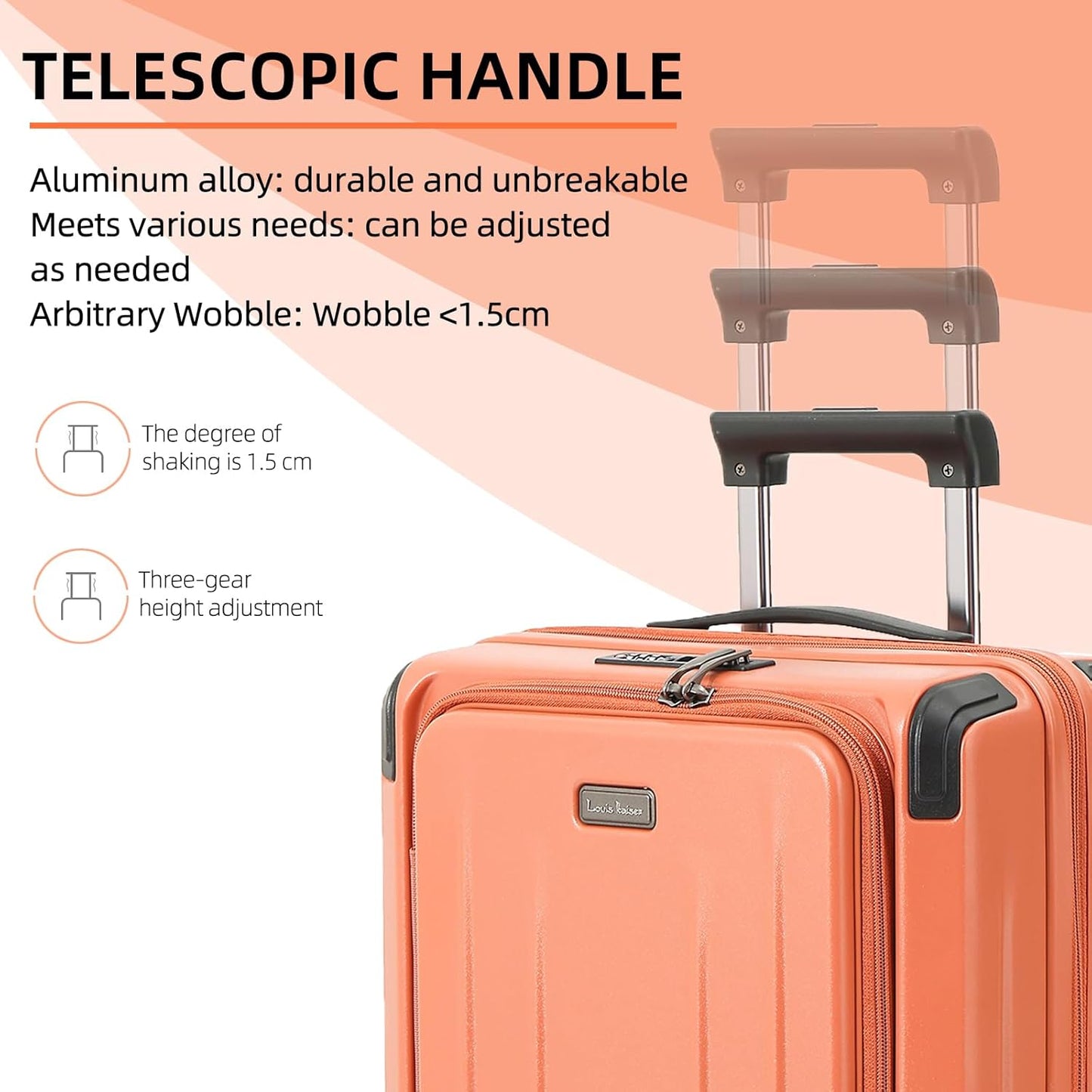 Carry On Luggage, 20Inch Top Opening Airline Approved ABS+PC Hard Shell Suitcases with Silent Wheels, TSA Lock,Front Pocket and Wet-dry Separated Six-piece Set (AD Orange, 20 Inch)
