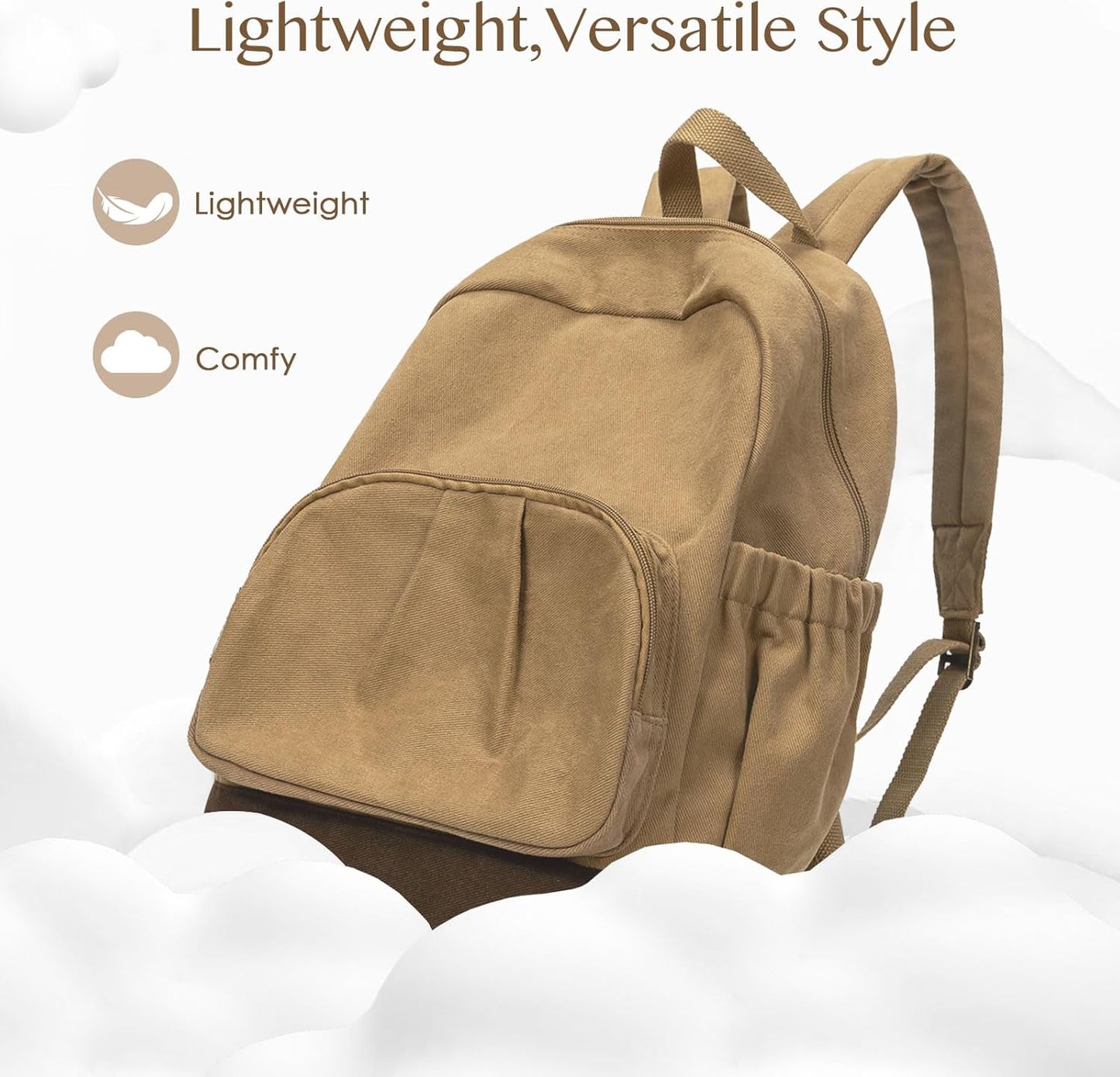 Canvas Backpack for Women Men Lightweight Bookbag for College Aesthetic Backpack for Travel Casual Daypack
