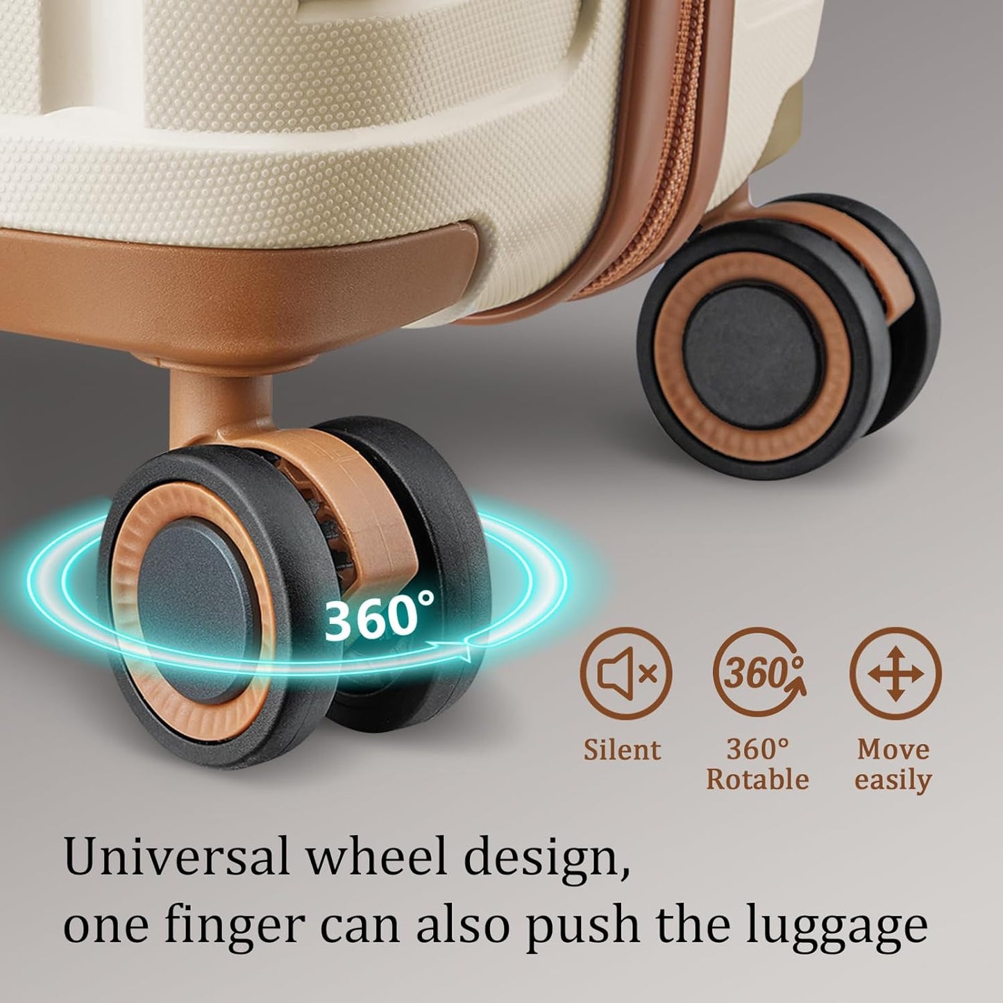 Joyway Luggage Sets 6 Piece PP Hardside Carry on Suitcase with Spinner Wheels and TSA Lock for Travel, Beige Brown