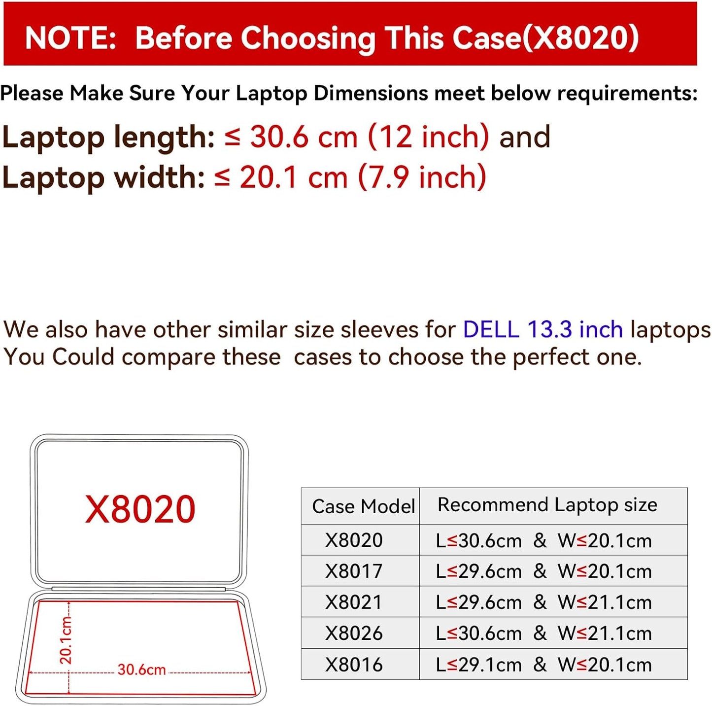 Smatree Hard EVA Protective Sleeve Case Compatible for 13.3 inch DELL Latitude 7330, for Latitude 3140 Laptop or 2-in-1, for Chromebook 3110/3120 Laptop or 2-in-1, Anti-Shock Notebook Bag (X8020)