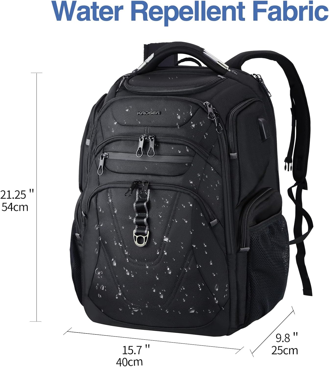 KROSER TSA Friendly Travel Laptop Backpack 18.4 inch XXXL Gaming Backpack Water-Repellent College Daypack Business Backpack with RFID Pockets & USB Port for Men/Women-Black