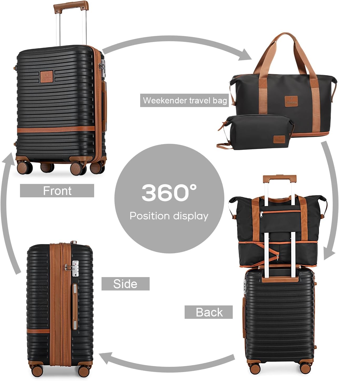 Joyway Carry On Luggage 20 Inch Expandable Suitcase with Spinner Wheel, 4 Piece Hard Shell Luggage