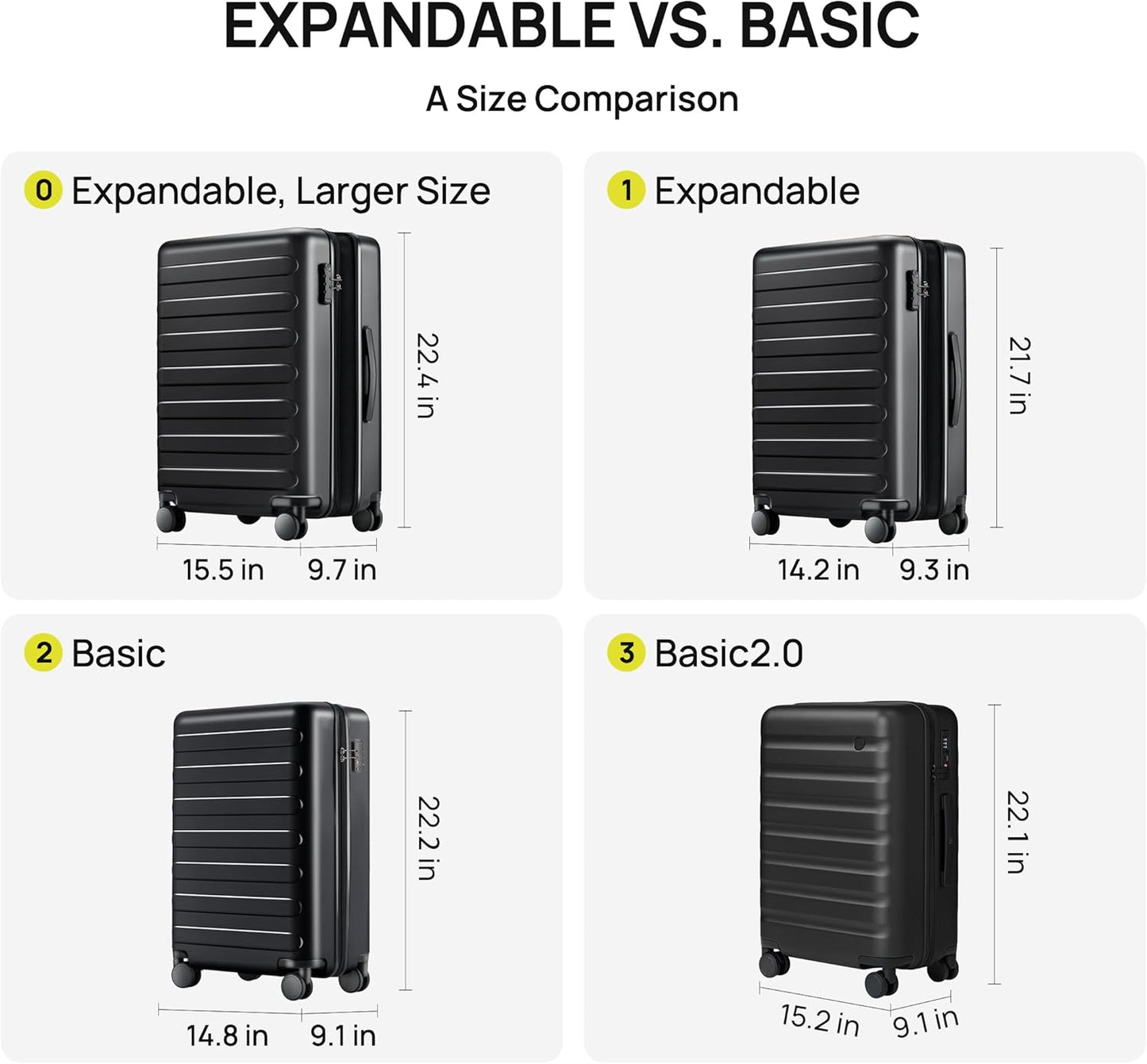 NINETYGO Carry On Luggage 22x14x9 Airline Approved, 20 Inch Luggage with Smooth Spinner Wheels