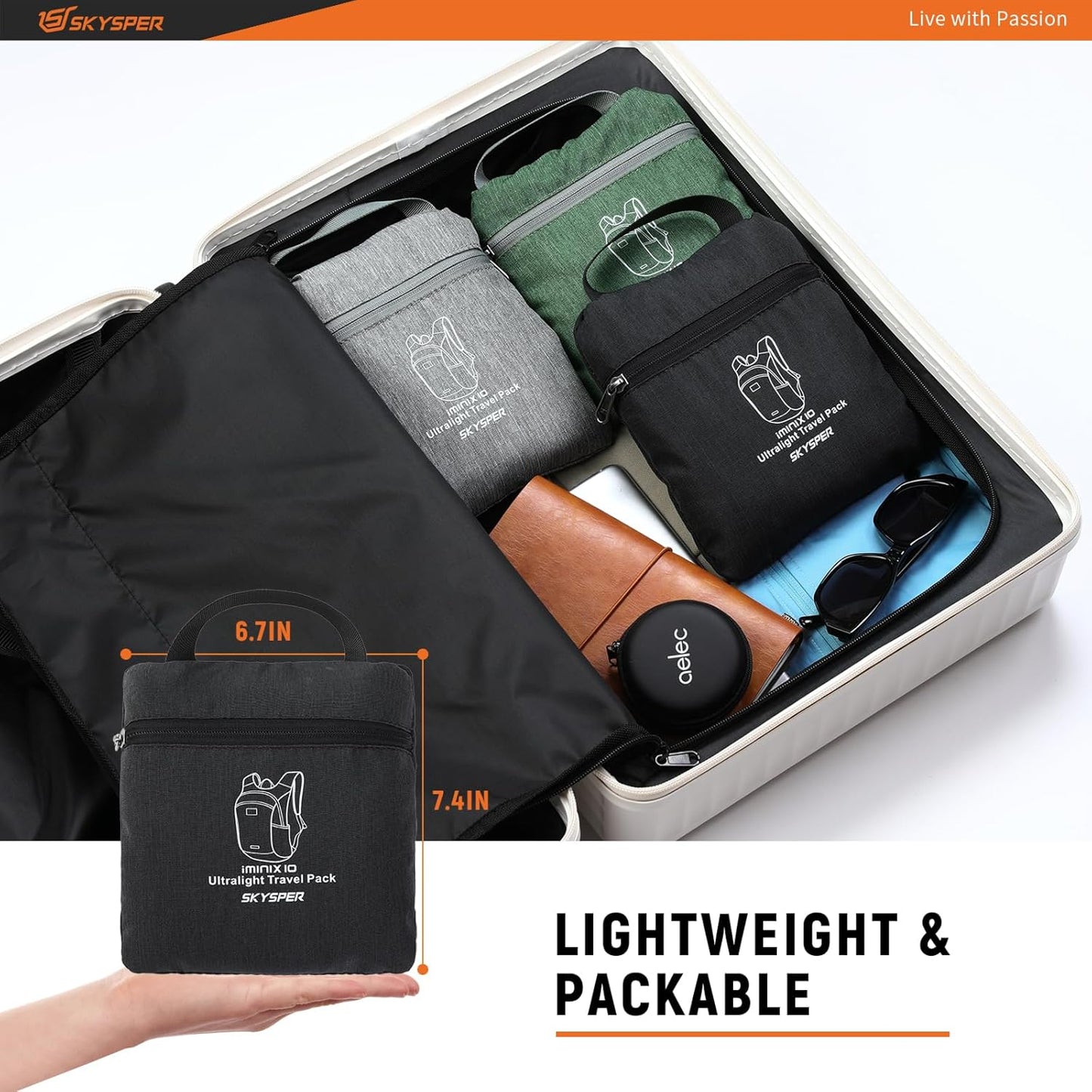 SKYSPER 10L Hiking Backpack Lightweight Packable Back Pack Small Travel Daypack for Women Men Foldable Outdoor Rucksack