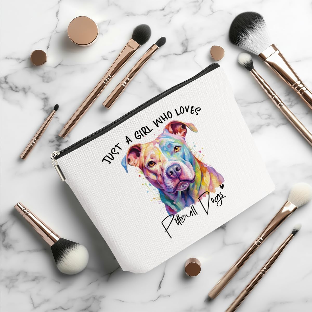 Pit Bull Gifts for Woman Makeup Bag Pitbull Lovers Cosmetic Bag Travel Organizer Bags Makeup Pouch, Christmas Birthday Friendship Animal Lovers Gifts for Women Girls Sisters
