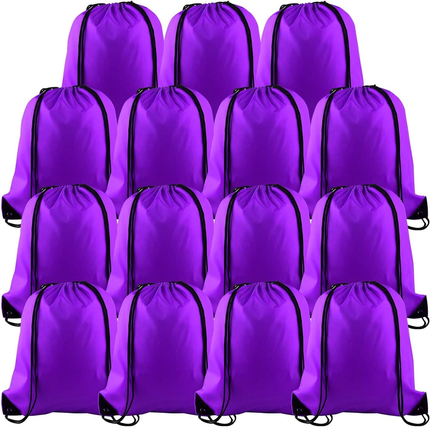PLULON 15 Pcs Purple Drawstring Bags Drawstring Backpack Bulk, String Backpack Cinch Sack Sport Gym Backpack Bags for Yoga Traveling Outdoor Sports