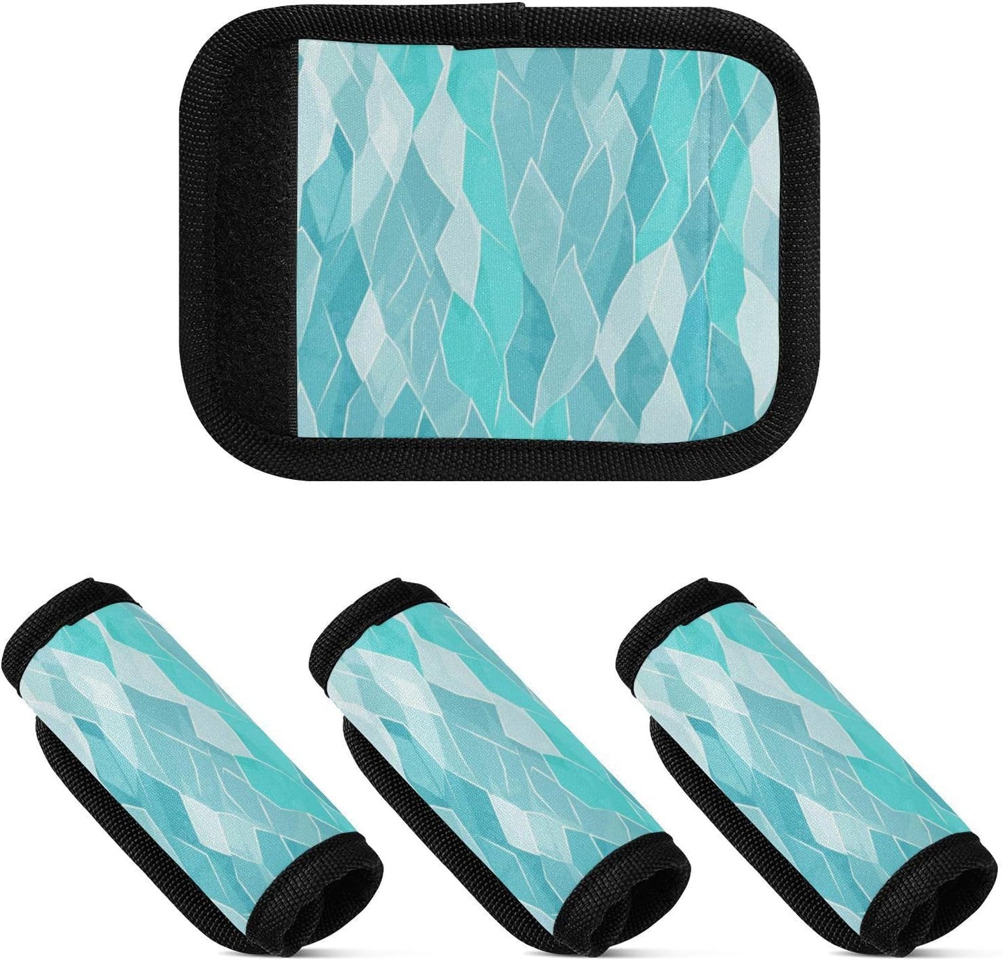 4Pcs Luggage Handle Wrap Suitcase Identifier Handle Covers Tags Soft Travel Bags Luggage Handle Gripper Accessories for Airplane Flying Turquoise Crystal