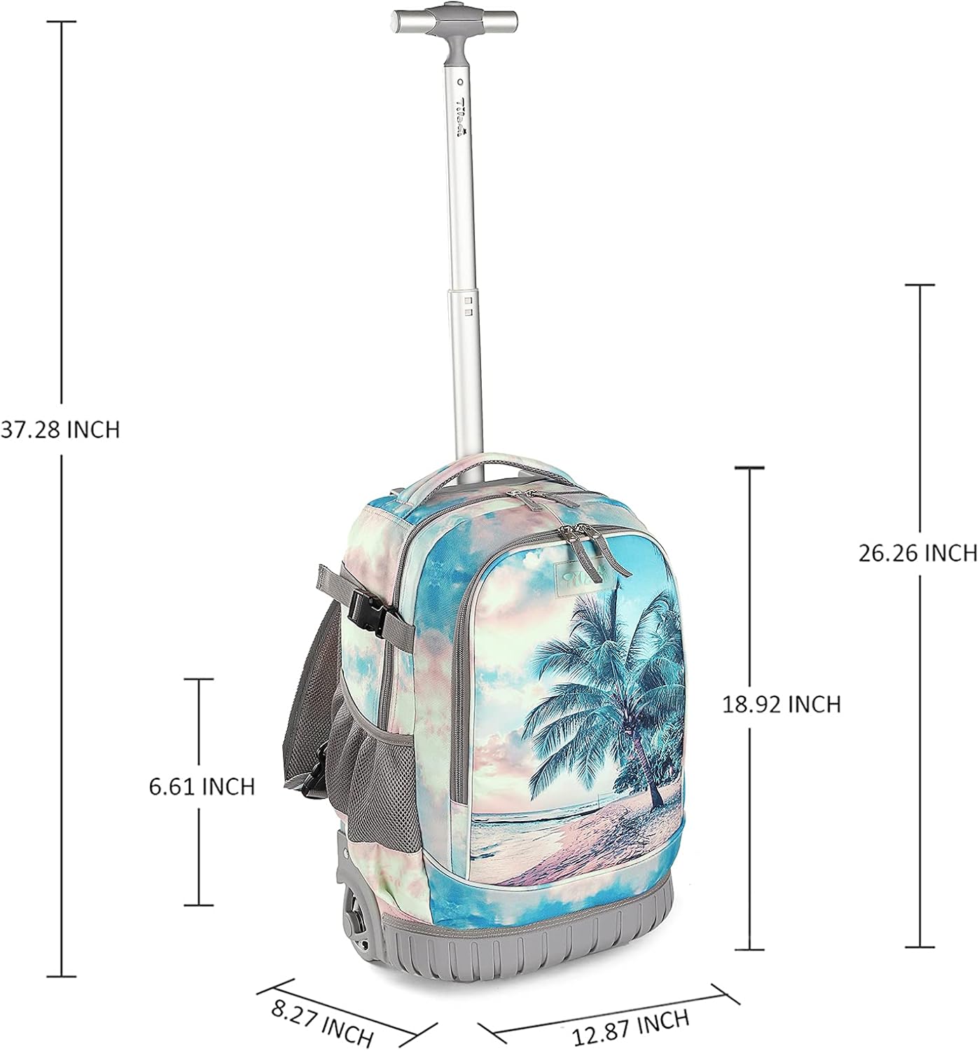 Tilami Rolling Backpack 19 inch with Lunch Bag Wheeled Laptop Backpack (Seaside)